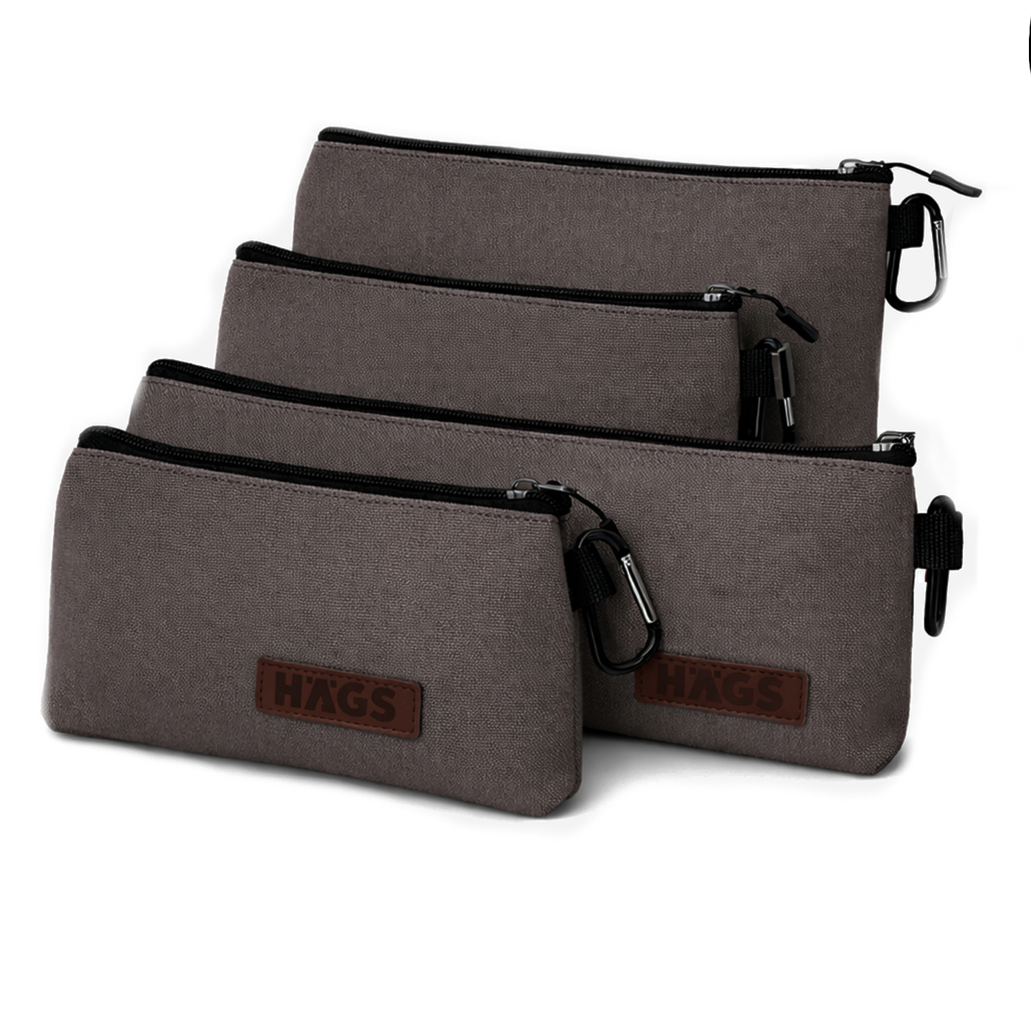 Haegs Çok Amaçlı Küçük Alet Çantası Fermuarlı Kanvas Kalemlik Alet Kırtasiye ve Kalemler için Saklama Düzenleyici Çantalar Organizer Kese 4 lü Karışık Boy Vizon