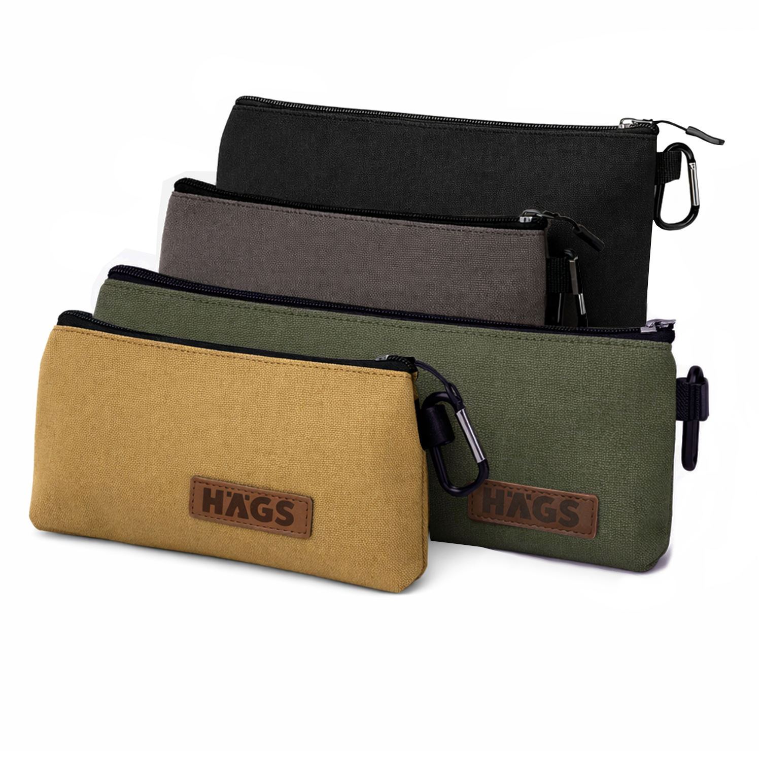 Haegs Çok Amaçlı Küçük Alet Çantası Fermuarlı Kanvas Kalemlik Alet Kırtasiye ve Kalemler için Saklama Düzenleyici Çantalar Organizer Kese 4 lü Karışık Boy Renk