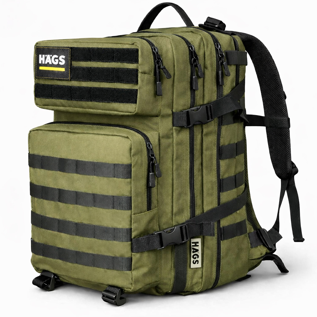 HAEGS Askeri Taktik Sırt Çantası Ordu Derecesinde Sağlam Ağır Hizmet Taktik Çanta 3 Günlük Acil Durum Hücum Çantası Kampçılık Dağcılık Trekking Seyahat Sırt Çantası- 45L - Yeşil