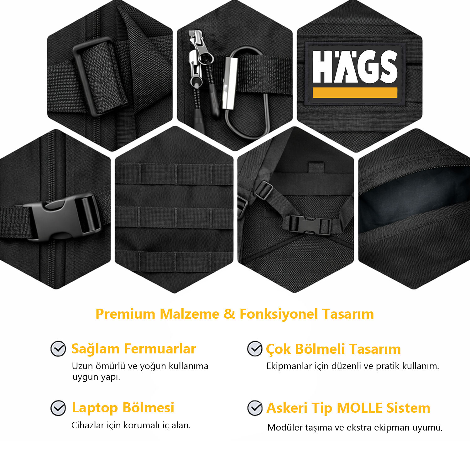 HAEGS Askeri Taktik Sırt Çantası Ordu Derecesinde Sağlam Ağır Hizmet Taktik Çanta 3 Günlük Acil Durum Hücum Çantası Kampçılık Dağcılık Trekking Seyahat Sırt Çantası- 45L - Kamuflaj 6