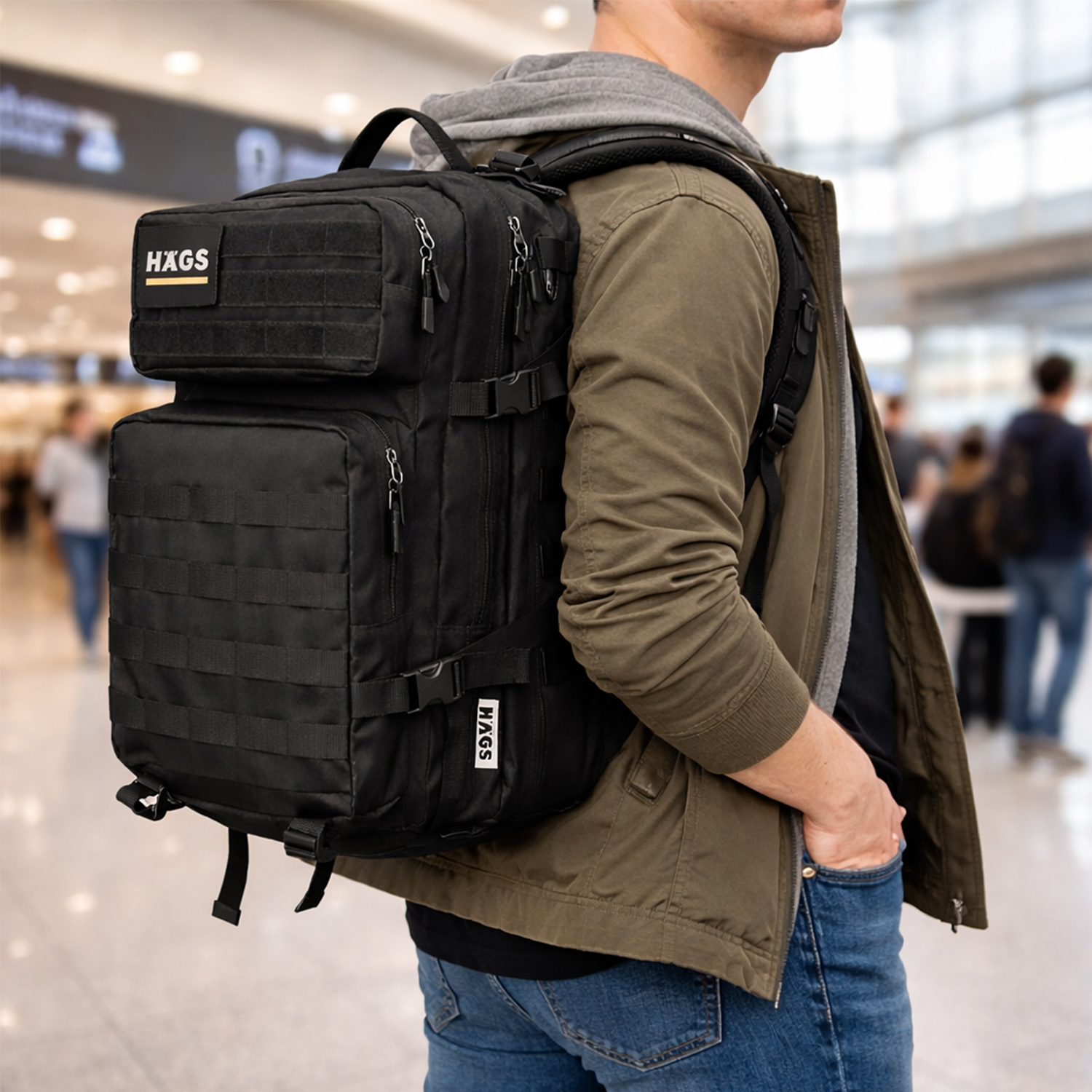 HAEGS Askeri Taktik Sırt Çantası Ordu Derecesinde Sağlam Ağır Hizmet Taktik Çanta 3 Günlük Acil Durum Hücum Çantası Kampçılık Dağcılık Trekking Seyahat Sırt Çantası- 45L - Kamuflaj 8
