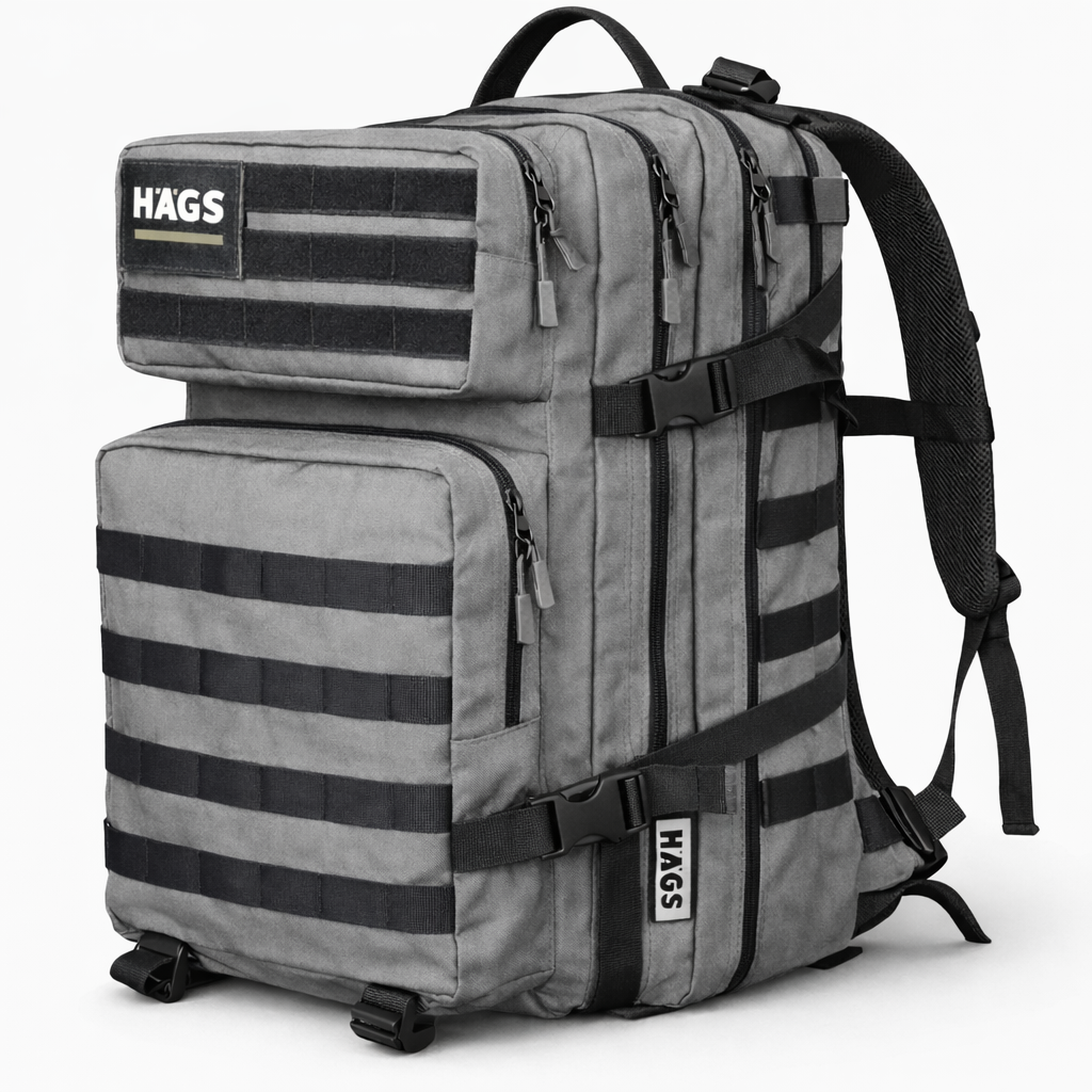 HAEGS Askeri Taktik Sırt Çantası Ordu Derecesinde Sağlam Ağır Hizmet Taktik Çanta 3 Günlük Acil Durum Hücum Çantası Kampçılık Dağcılık Trekking Seyahat Sırt Çantası- 45L - Gri