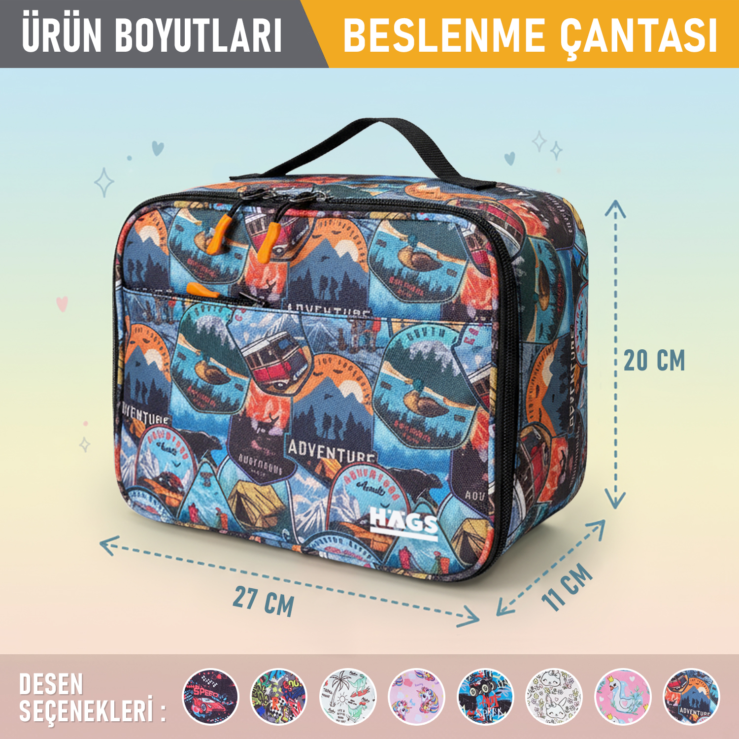 HAEGS Çocuk Beslenme Çantası Erkek Çocukları için Öğle Yemeği Kutusu - Termal Yalıtımlı Erkek Çocuk Beslenme Çantası Kreş ve Okul İçin Küçük Öğrenci Öğle Yemeği Kutusu - Adventure 2