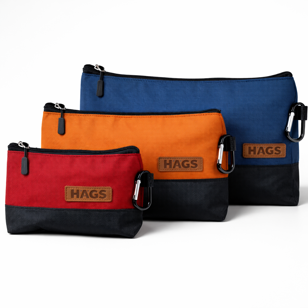 HAEGS Fermuarlı Küçük Alet Çantası Oxford Kumaş Karabina Kancalı Su Geçirmez Dik Durabilen Çok Amaçlı Alet Takım Organizer Düzenleyici Saklama Çantası Ağır Hizmet Tipi 3 lu Karışık Boy - Sıcak Renkler