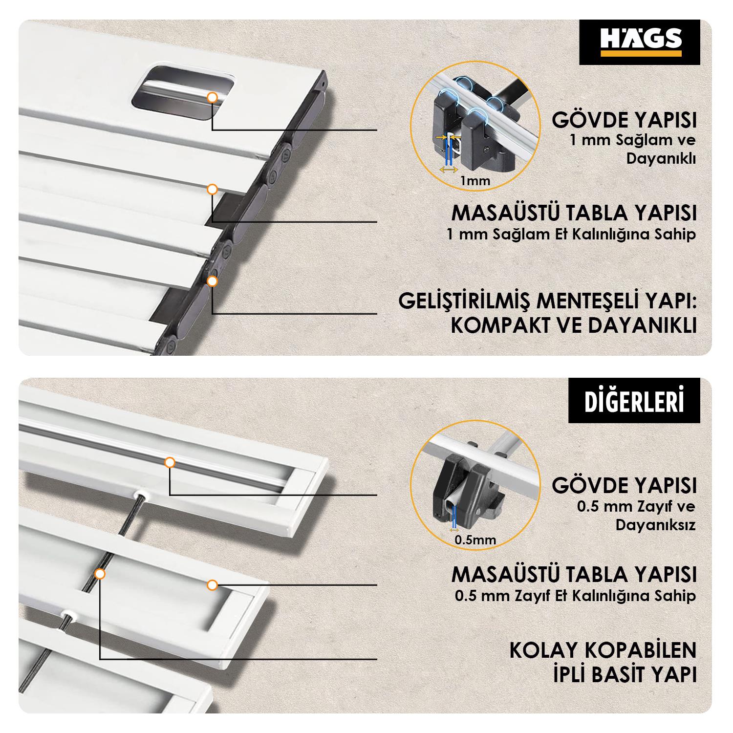 HAEGS Full Alüminyum Katlanır Kamp Masası Piknik BBQ Balıkçılık Avcılık Plaj Hiking için Kolay Taşınabilir Kompakt Outdoor Ultra Hafif Kamp Masası Medium - Gümüş 3