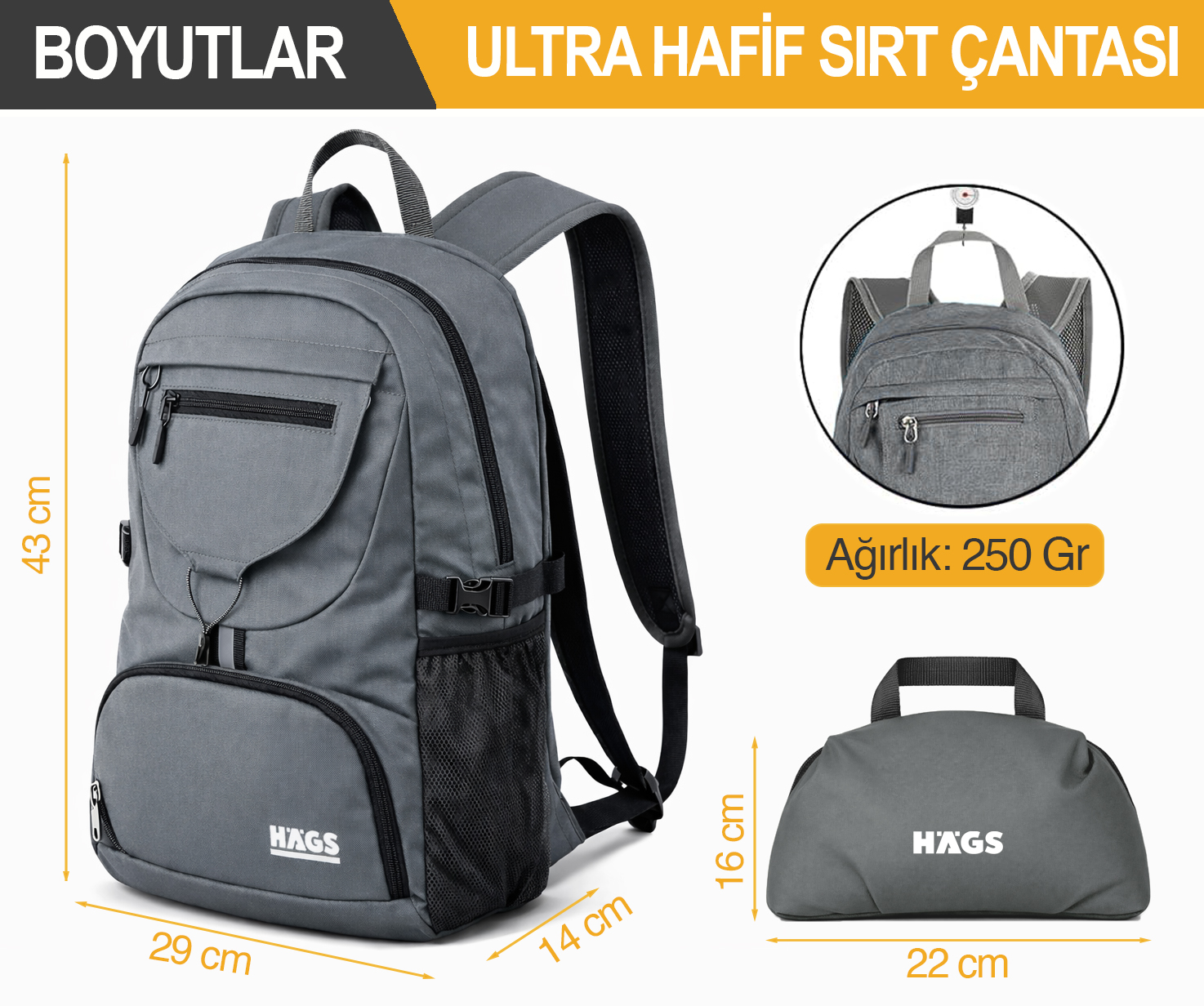 HAEGS Küçük Hafif Katlanabilir Kadın Günlük Sırt Çantası Ultra Hafif Seyahat Yürüyüş Kamp Günlük Kullanım için 20 Lt Pembe 4