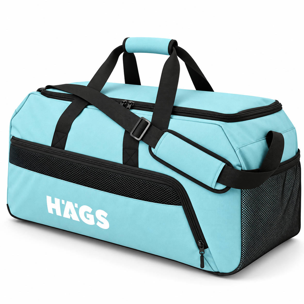 HAEGS Spor Seyahat Çantası Duffle Bag Taşıma Çantası Su Geçirmez Dayanıklı Erkek Kadın için Büyük Boy Spor Çantası Sports Kamp Malzemeleri Taşıma Saklama için 65Lt - Açık Mavi
