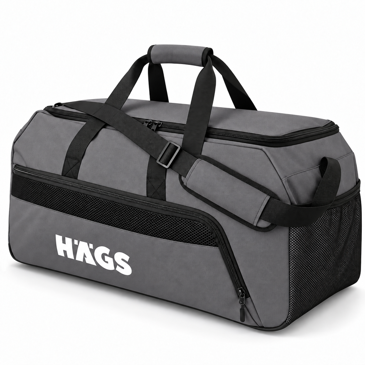 HAEGS Spor Seyahat Çantası Duffle Bag Taşıma Çantası Su Geçirmez Dayanıklı Erkek Kadın için Büyük Boy Spor Çantası Sports Kamp Malzemeleri Taşıma Saklama için 65Lt - Gri