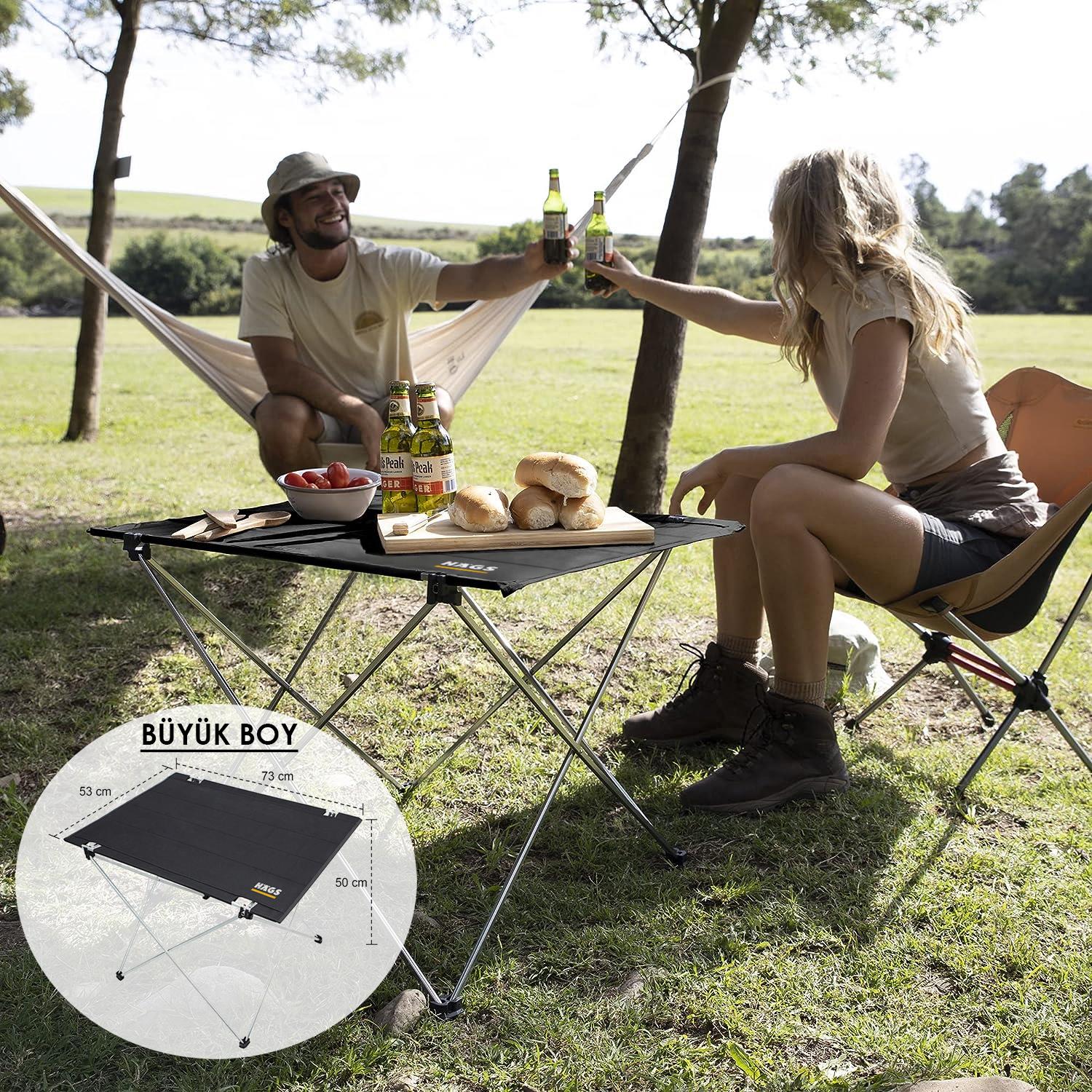 HAEGS Ultralight Katlanır Kamp Masası Piknik BBQ Balıkçılık Avcılık Plaj Hiking için Taşınabilir Kompakt Roll Up Outdoor Kamp Masası Large - Gri 9