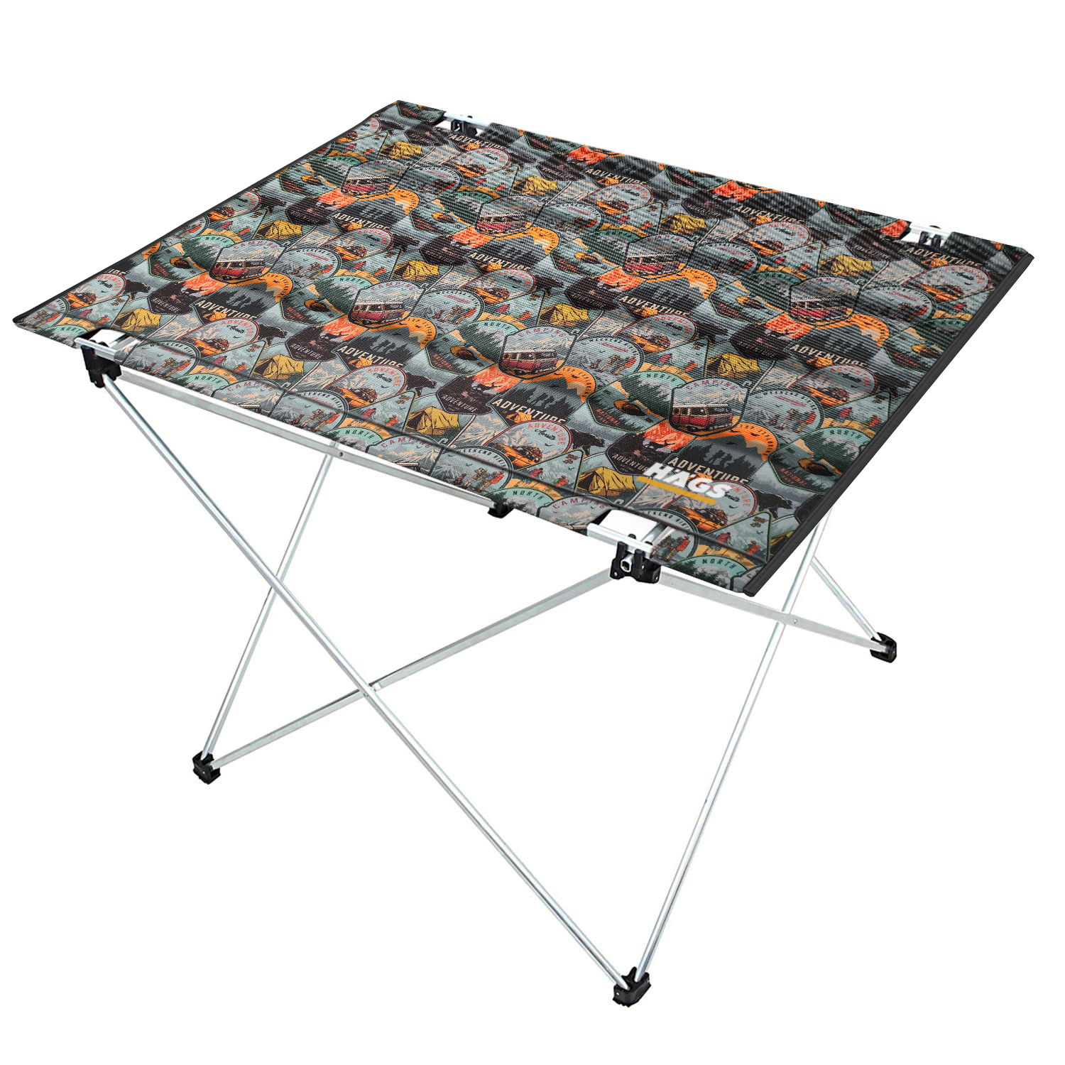 HAEGS Ultralight Katlanır Kamp Masası Piknik BBQ Balıkçılık Avcılık Plaj Hiking için Taşınabilir Kompakt Roll Up Outdoor Kamp Masası Large - Adventure