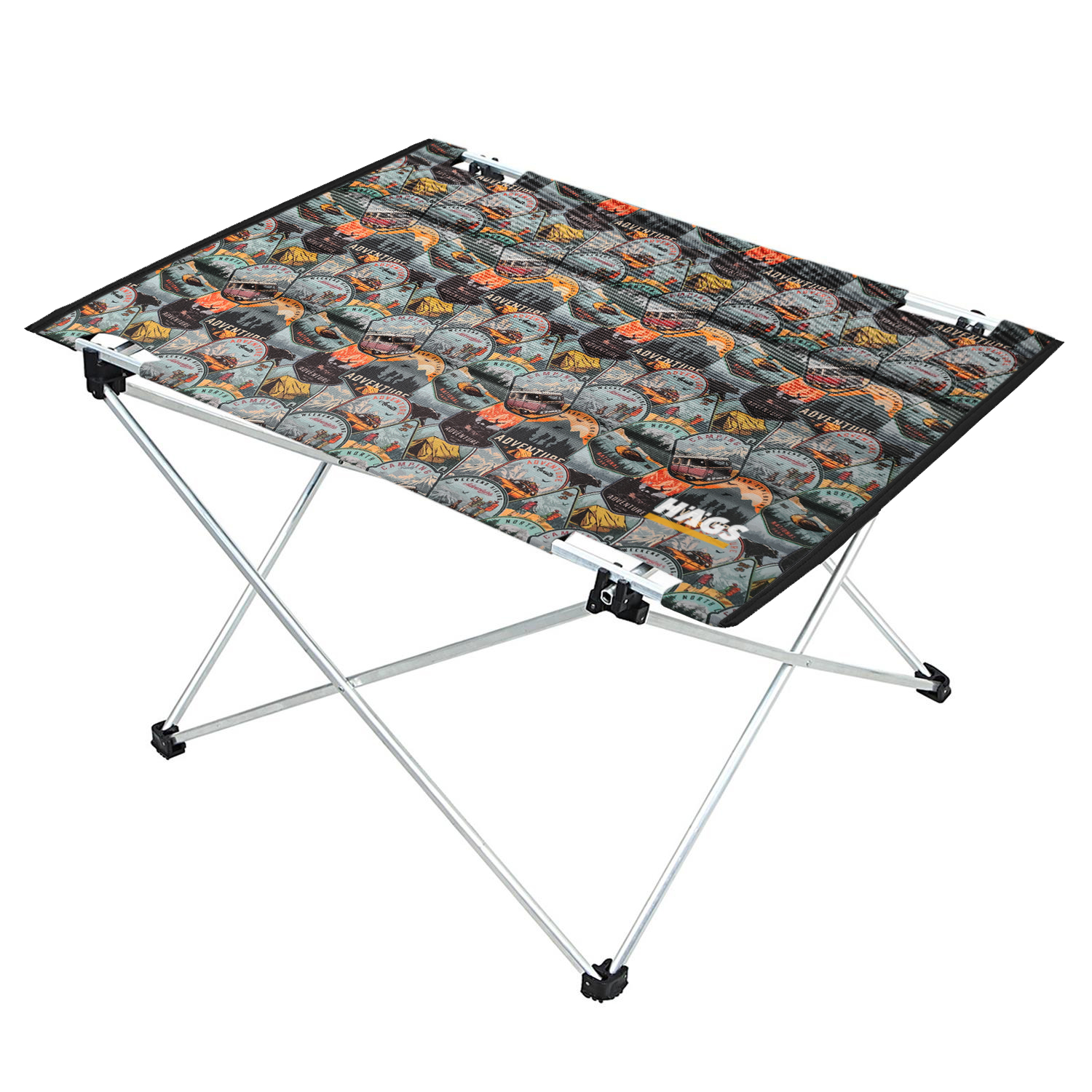 HAEGS Ultralight Katlanır Kamp Masası Piknik BBQ Balıkçılık Avcılık Plaj Hiking için Taşınabilir Kompakt Roll Up Outdoor Kamp Masası Medium - Adventure