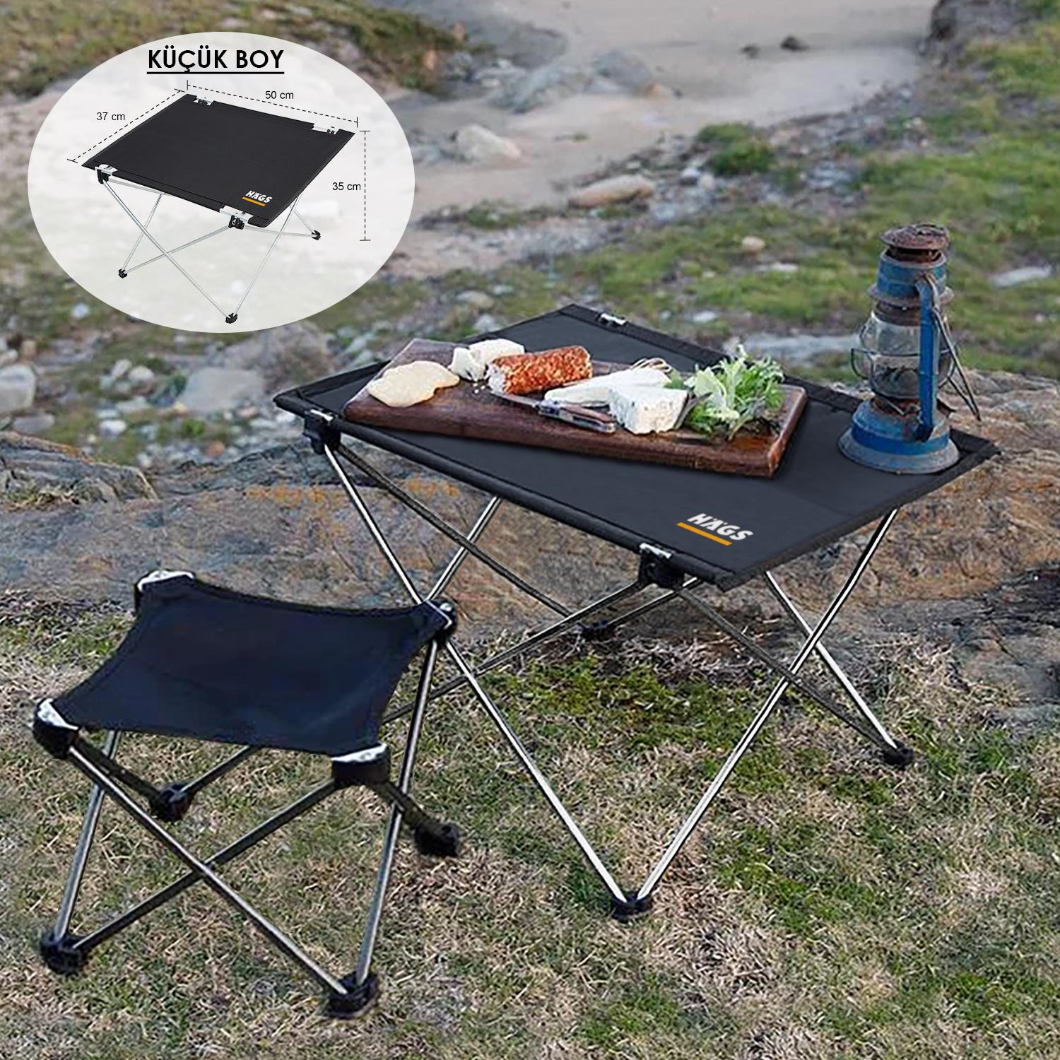 HAEGS Ultralight Katlanır Kamp Masası Piknik BBQ Balıkçılık Avcılık Plaj Hiking için Taşınabilir Kompakt Roll Up Outdoor Kamp Masası Small - Gri 8