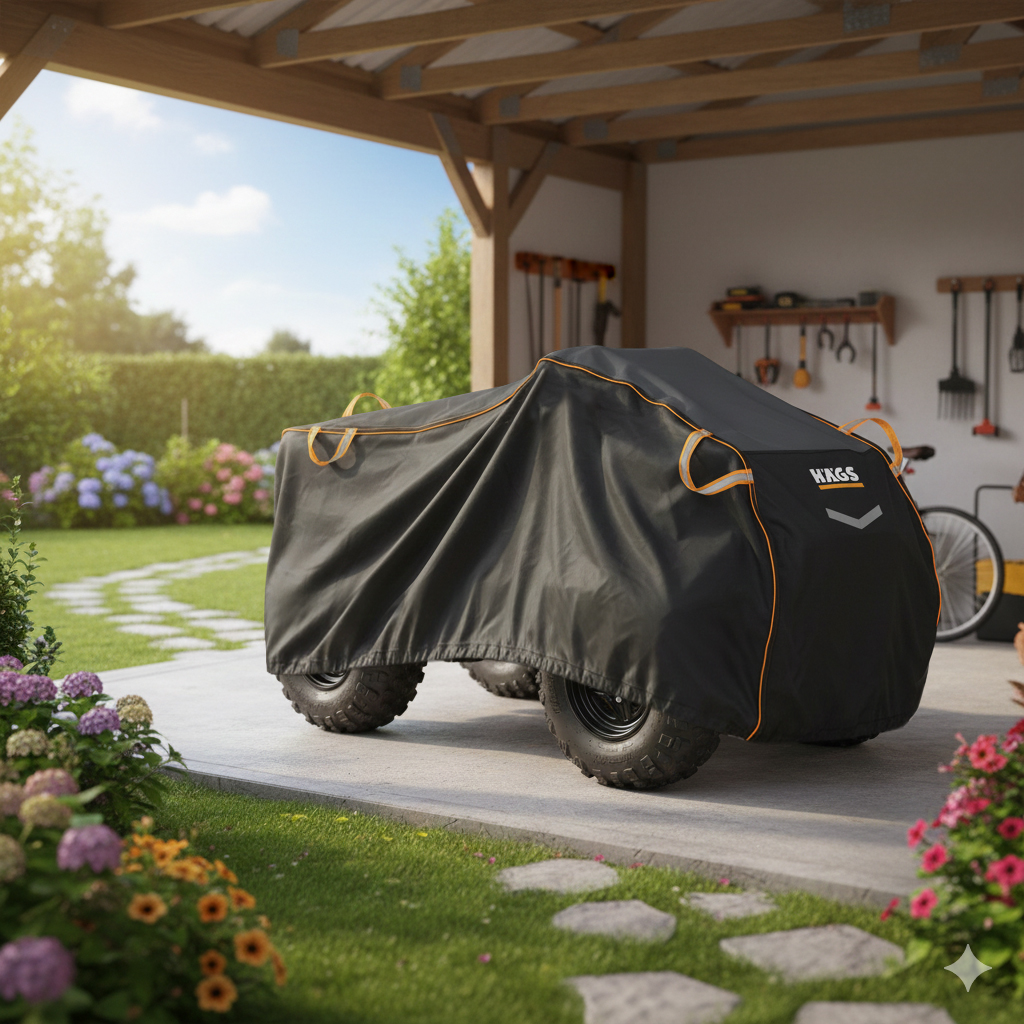 Haegs ATV Brandası ATV Koruma Kılıfı Örtüsü Su Geçirmez Dış Mekan Ağır Hizmet Tipi 4 Mevsim L-200-95-105cm - Siyah - Gri 2