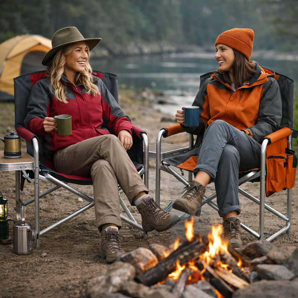 Haegs Alüminyum Kamp Sandalyesi Hafif Taşınabilir Katlanır Yönetmen Sandalyesi Yan Sehpa ve Çıkarılabilir Yan Cep ile Açık Hava Kampı Çim Piknik Bahçe Teras Balkon için Uygun Kırmızı 4