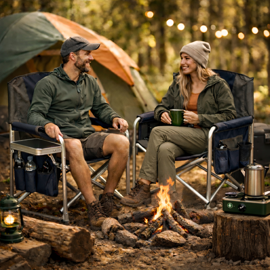 Haegs Alüminyum Kamp Sandalyesi Hafif Taşınabilir Katlanır Yönetmen Sandalyesi Yan Sehpa ve Çıkarılabilir Yan Cep ile Açık Hava Kampı Çim Piknik Bahçe Teras Balkon için Uygun Siyah 4