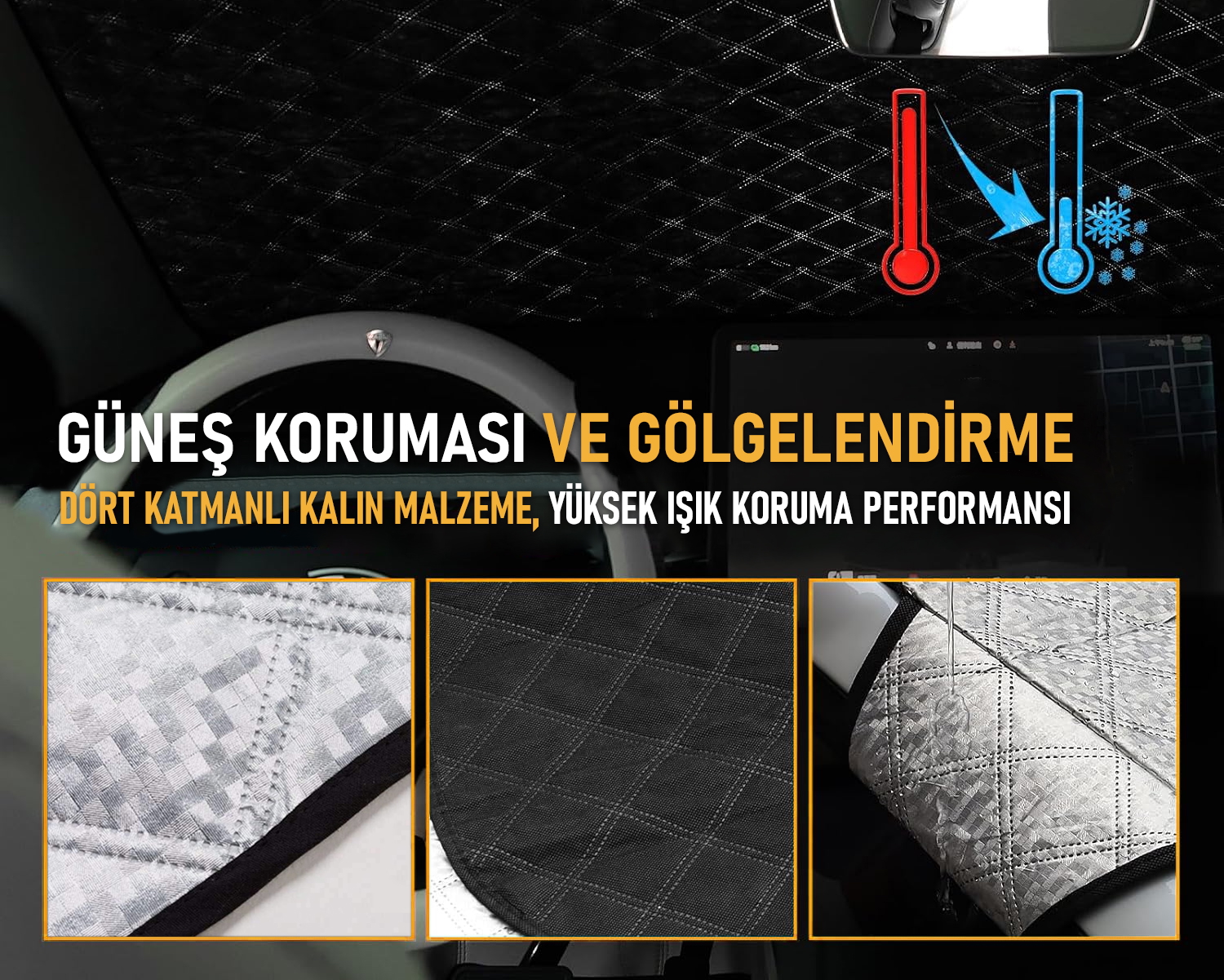 Haegs Araba Ön Cam Koruma Örtüsü Araç Güneşlik Oto Buzlanma Önleyici Cam Kar Örtüsü Kalın Ağır Hizmet Tipi PEVA Oto Kar Örtüsü Otomobil SUV Hatchback Ön Cam Koruması Araba Brandası - 155-125 cm -Gri 8