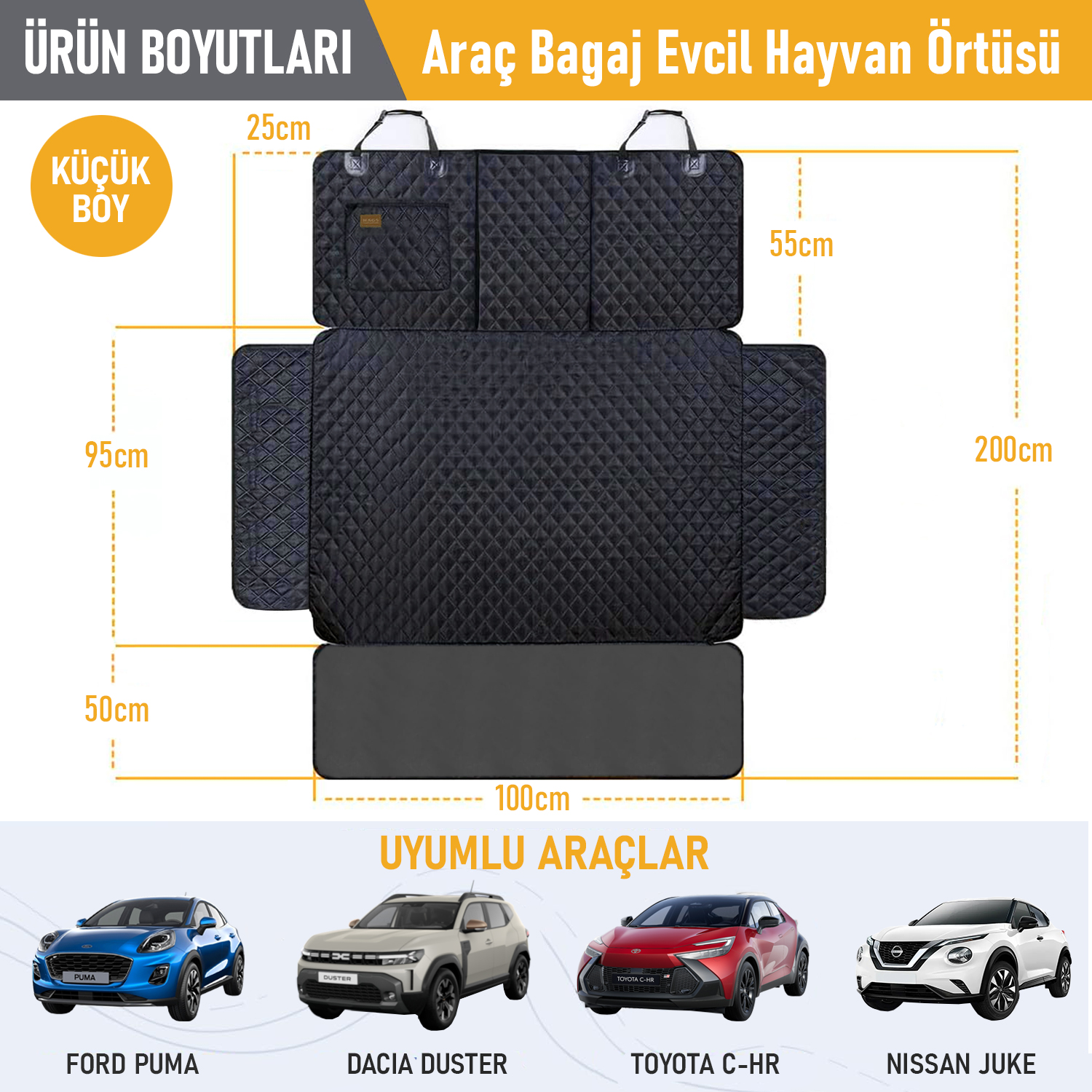 Haegs Araç Bagaj Örtüsü Evcil Hayvan Köpek Bagaj Koruma Kılıfı - SUV Sedan Pickup Panelvan Bagaj Havuzu Araba için Su Geçirmez Bagaj Koruyucu Kılıf Örtü Mat- Small - Gri 3