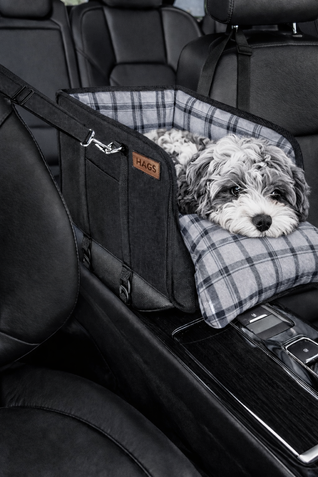Haegs Araç Konsol Üstü Köpek Koltuğu - Köpek Taşıma Çantası Küçük Köpekler İçin Taşınabilir Köpek Yatağı Kol Dayama Yeri Olan Yumuşak Minderli Evcil Hayvan Araba Koltuğu Gri - Gri 4