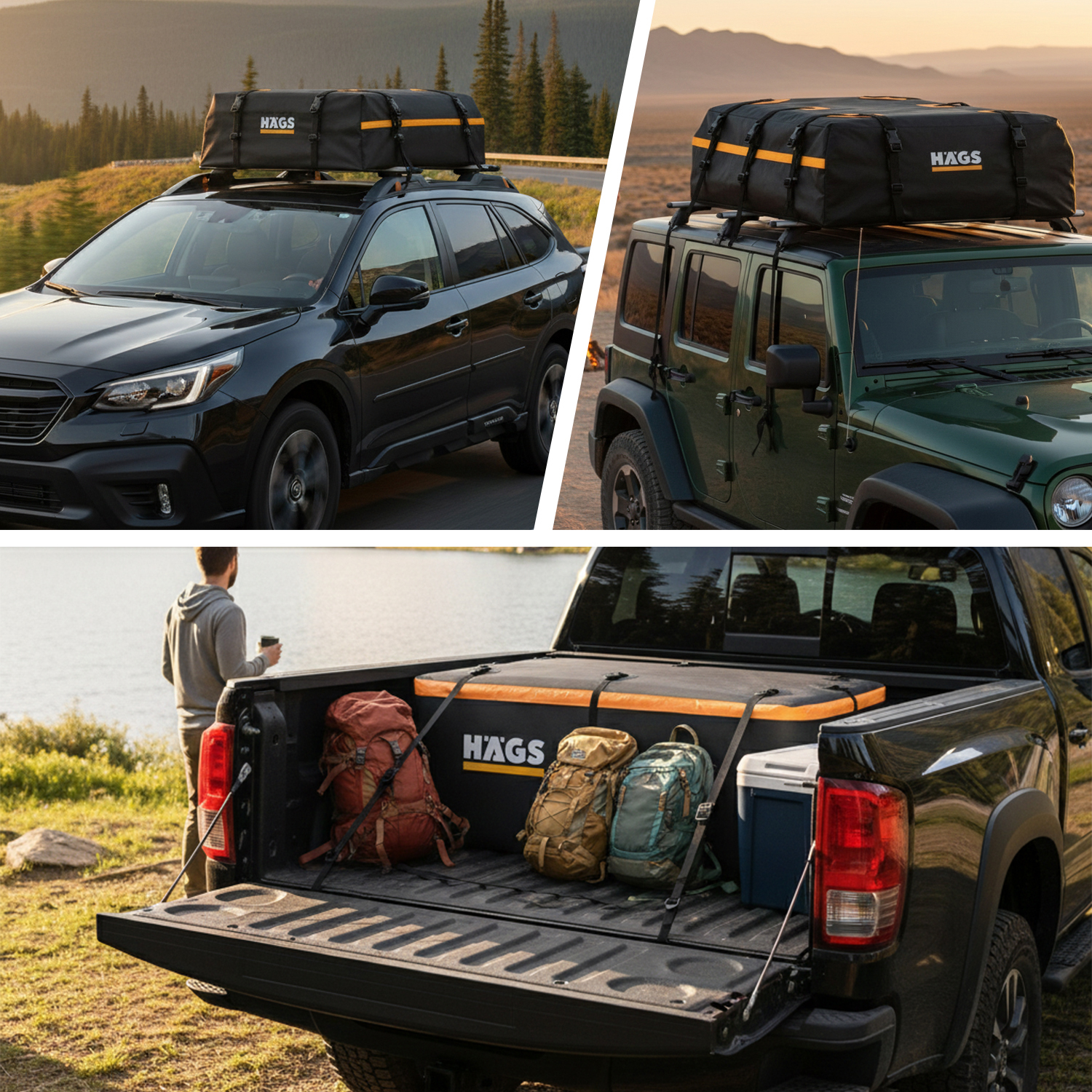 Haegs Araç Üstü Bagaj Çantası Pickup Bagaj içi Çantası Ağır Hizmet Tipi Su Geçirmez Tüm Araç Tavanları için Üst Rafı Çıtası Olan veya Olmayan 540L 150 x 60 x 60cm Siyah - Gri 10