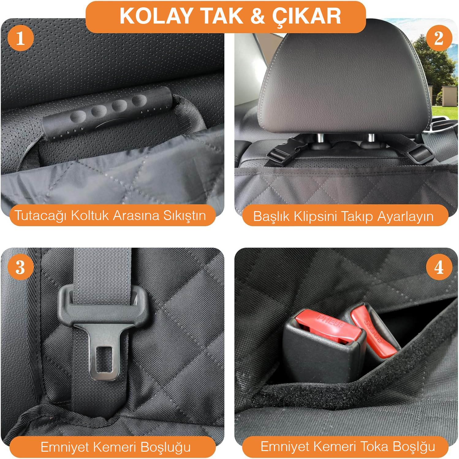 Haegs Araç Arka Koltuk Kılıfı - Evcil Hayvan Oto Köpek Koltuk Koruma Örtüsü Fermuarlı Konsol Bölmeli Kaymaz Ağır Hizmet Tipi Su Geçirmez Koltuk Koruyucu Kılıf Large 145cm Gri 5