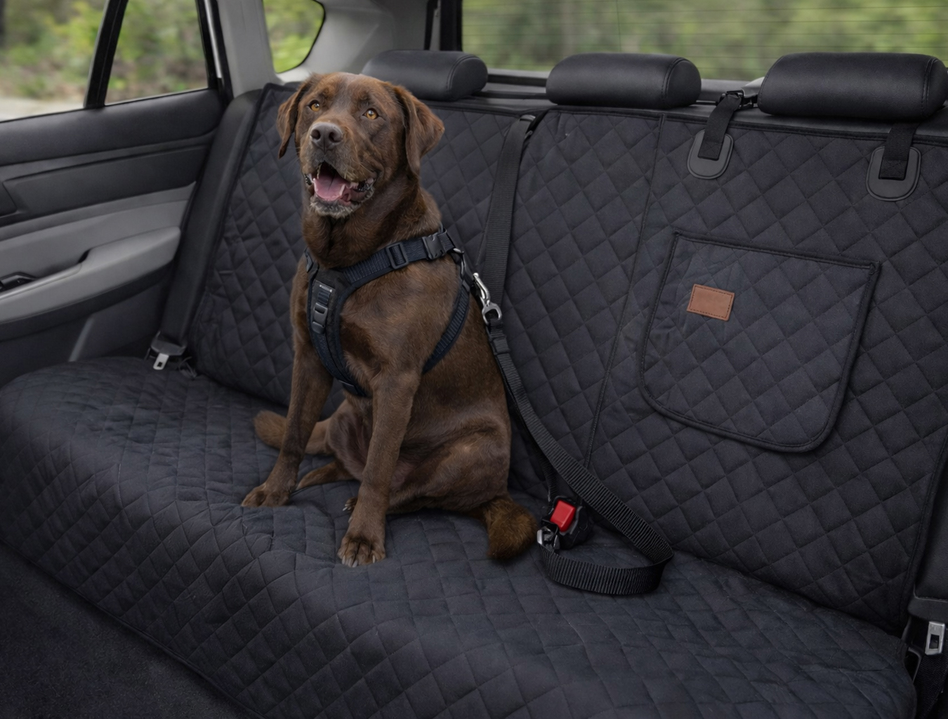 Haegs Araç Arka Koltuk Kılıfı - Evcil Hayvan Oto Köpek Koltuk Koruma Örtüsü Fermuarlı Konsol Bölmeli Kaymaz Ağır Hizmet Tipi Su Geçirmez Koltuk Koruyucu Kılıf Standart 132cm - Gri 3