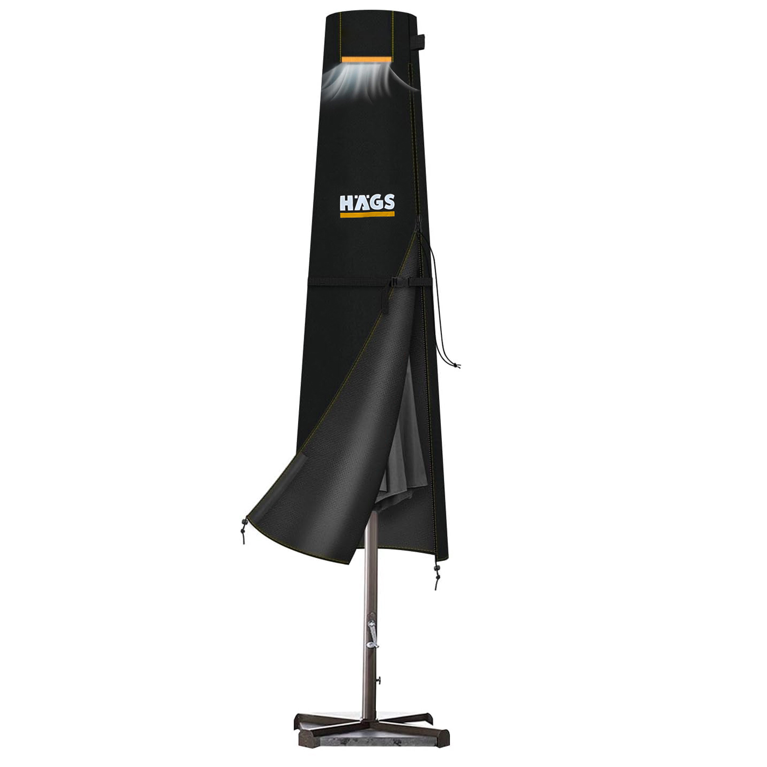 Haegs Bahçe Şemsiye Kılıfı Veranda Parasol Konsol Şemsiyesi Brandası Koruma Örtüsü Su Geçirmez Hava Koşullarına Dayanıklı Bahçe Gölgelik Güneşlik Örtüsü 190-30 50 cm Siyah