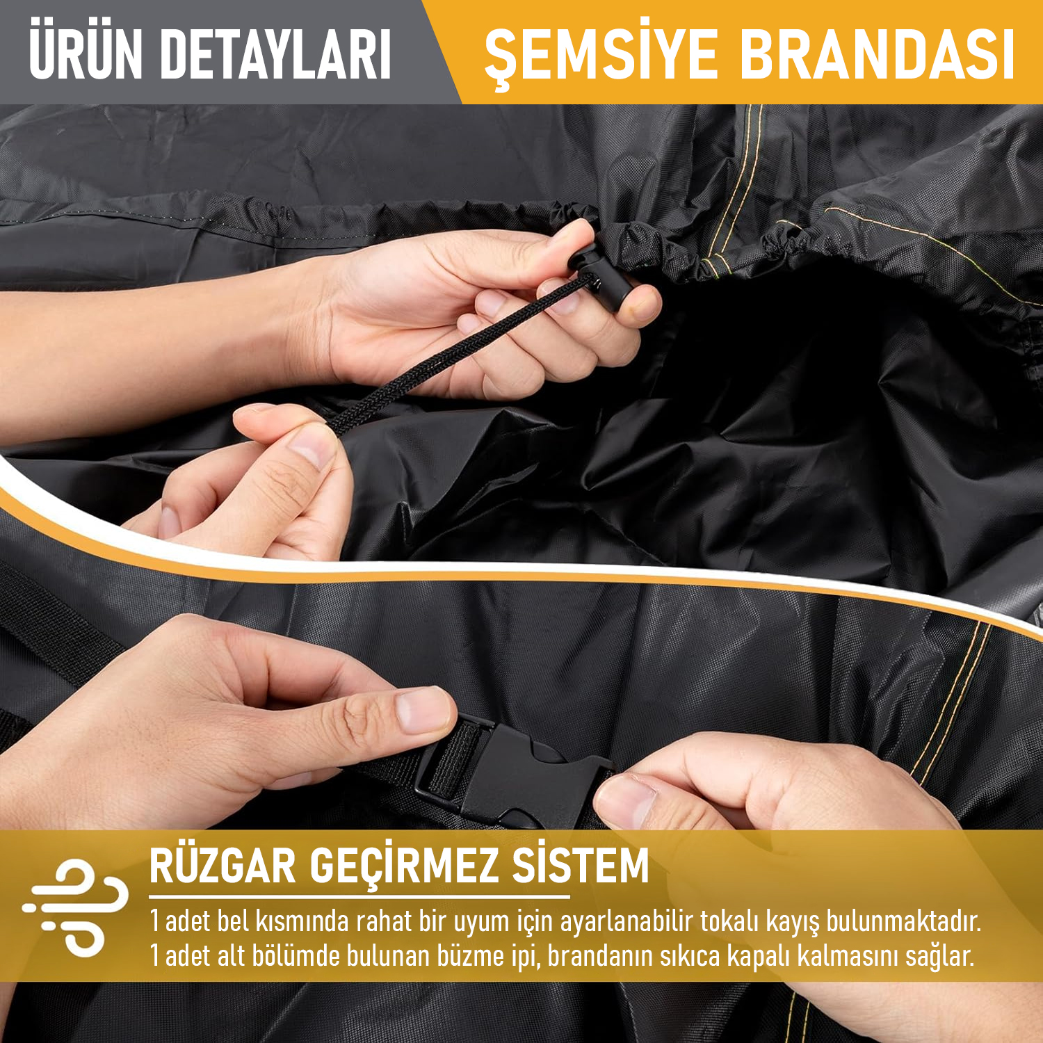 Haegs Bahçe Şemsiye Kılıfı Veranda Parasol Konsol Şemsiyesi Brandası Koruma Örtüsü Su Geçirmez Hava Koşullarına Dayanıklı Bahçe Gölgelik Güneşlik Örtüsü 265-40 70 40 cm Siyah 4
