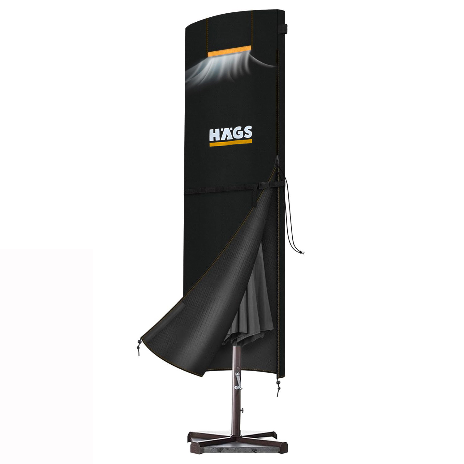 Haegs Bahçe Şemsiye Kılıfı Veranda Parasol Konsol Şemsiyesi Brandası Koruma Örtüsü Su Geçirmez Hava Koşullarına Dayanıklı Bahçe Gölgelik Güneşlik Örtüsü 240-57 57 cm Siyah