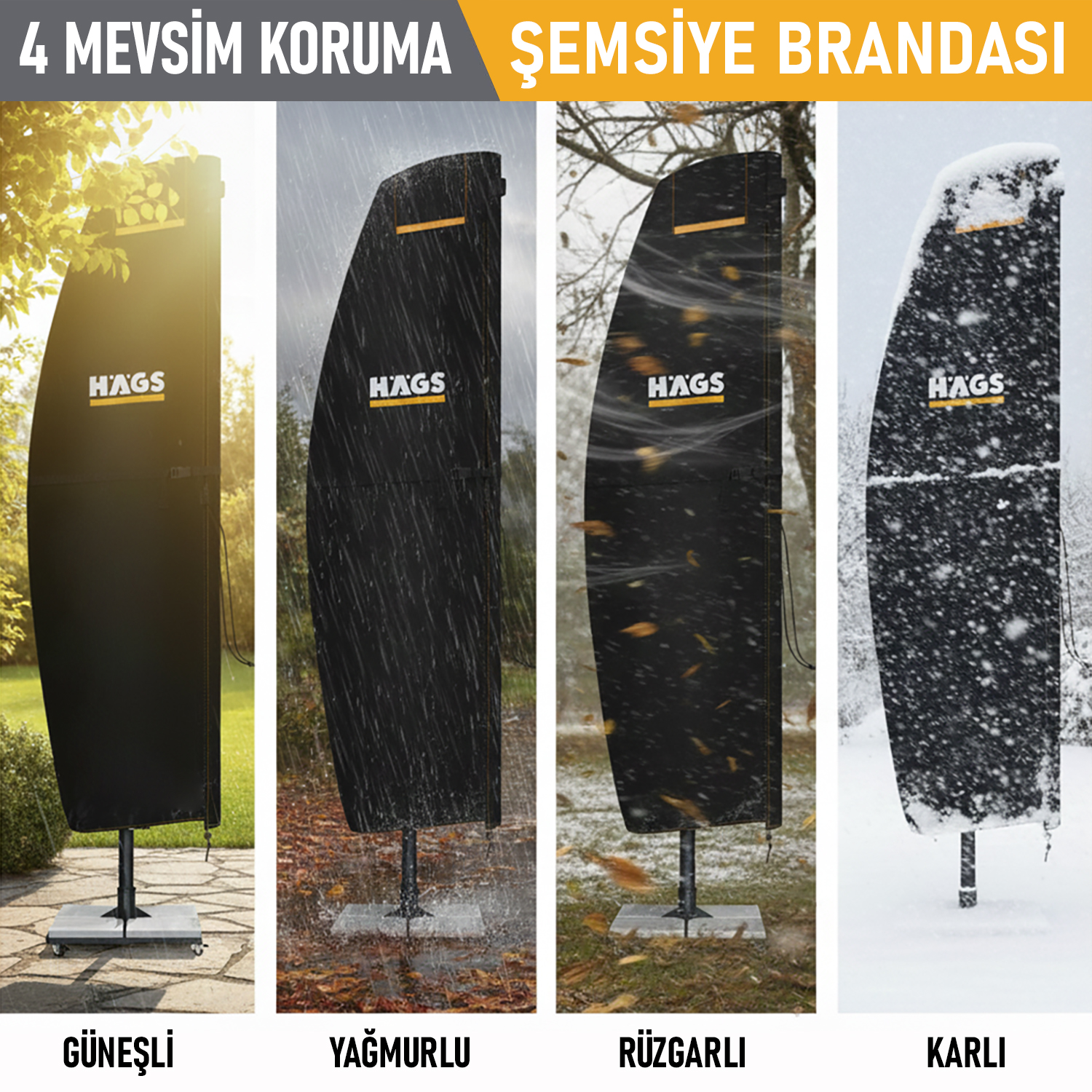 Haegs Bahçe Şemsiye Kılıfı Veranda Parasol Konsol Şemsiyesi Brandası Koruma Örtüsü Su Geçirmez Hava Koşullarına Dayanıklı Bahçe Gölgelik Güneşlik Örtüsü 265-40 70 40 cm Siyah 9