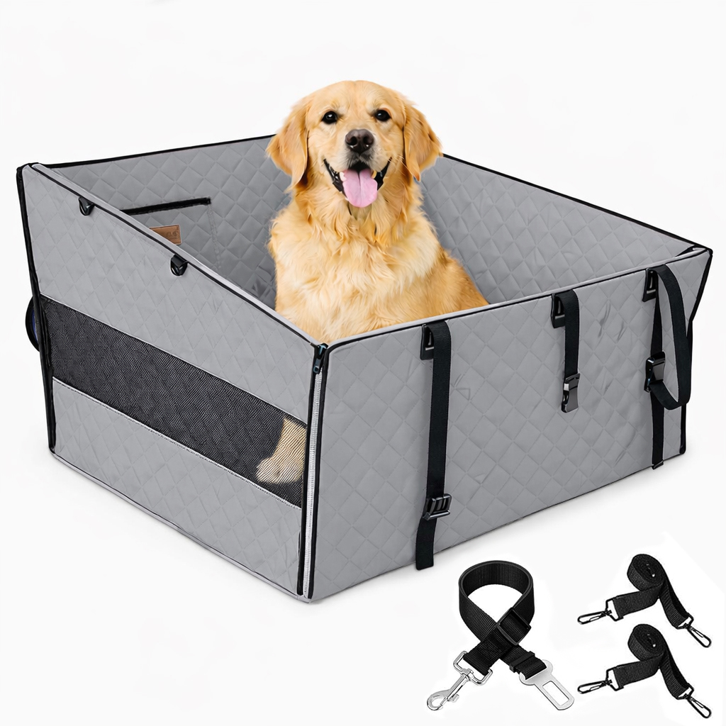 Haegs Büyük ve Orta Köpekler İçin Köpek Araba Koltuğu Evcil Hayvan Araç içi Hamağı Köpekler İçin Arka Koltuk Uzatıcı Su Geçirmez Oxford Kumaş Katlanabilir Evcil Hayvan Araba Koltuğu - Gri