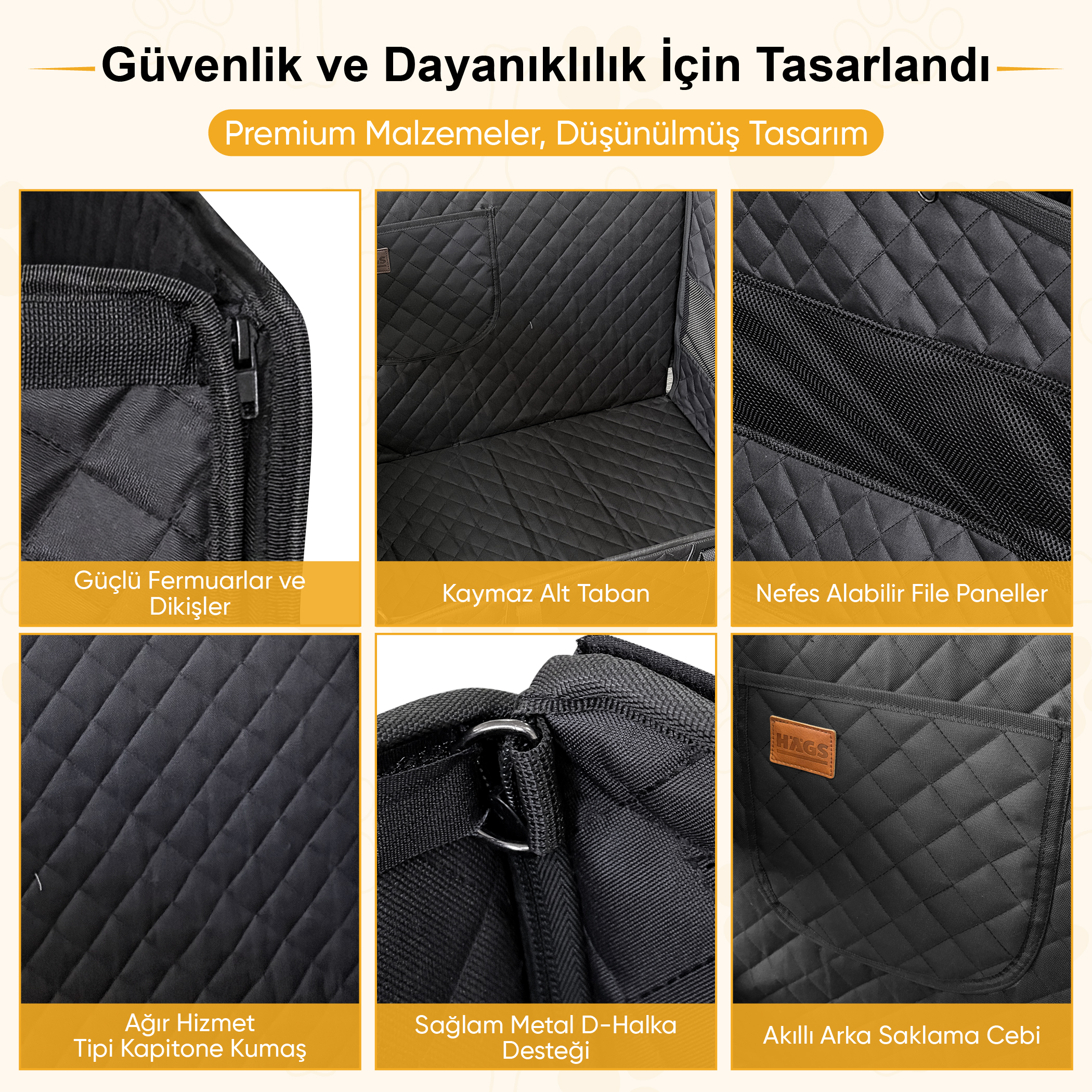 Haegs Büyük ve Orta Köpekler İçin Köpek Araba Koltuğu Evcil Hayvan Araç içi Hamağı Köpekler İçin Arka Koltuk Uzatıcı Su Geçirmez Oxford Kumaş Katlanabilir Evcil Hayvan Araba Koltuğu - Gri 4