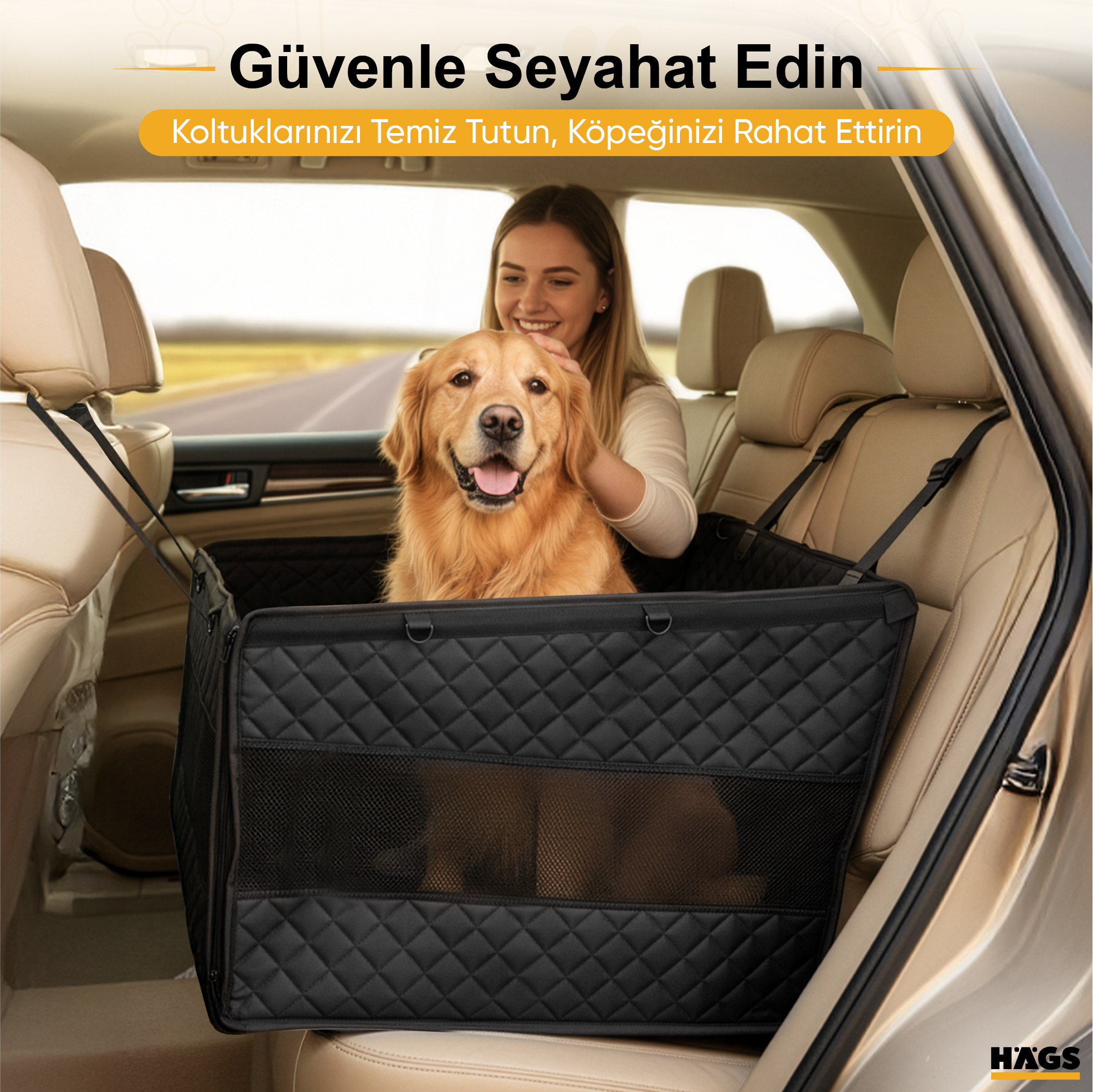 Haegs Büyük ve Orta Köpekler İçin Köpek Araba Koltuğu Evcil Hayvan Araç içi Hamağı Köpekler İçin Arka Koltuk Uzatıcı Su Geçirmez Oxford Kumaş Katlanabilir Evcil Hayvan Araba Koltuğu - Gri 6