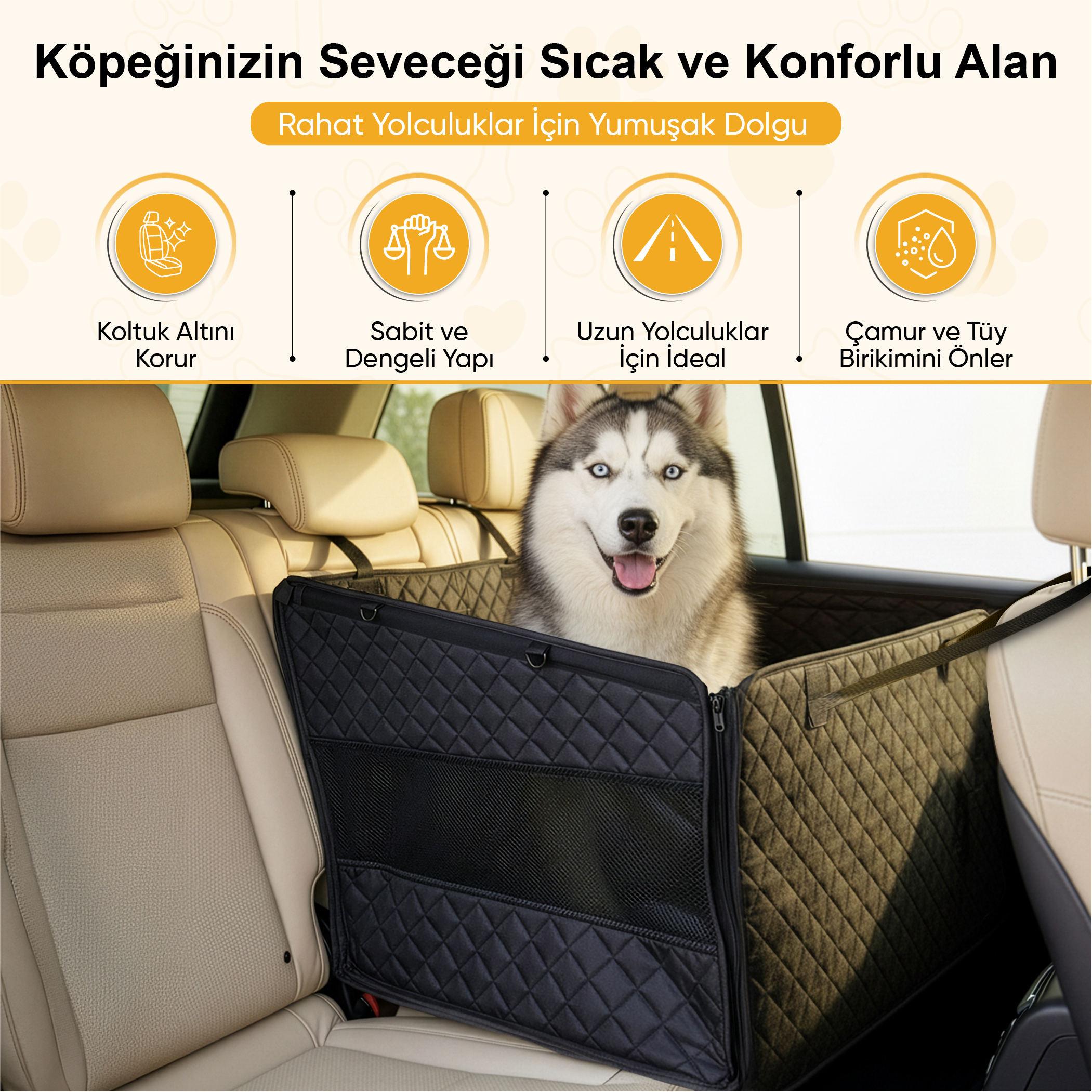 Haegs Büyük ve Orta Köpekler İçin Köpek Araba Koltuğu Evcil Hayvan Araç içi Hamağı Köpekler İçin Arka Koltuk Uzatıcı Su Geçirmez Oxford Kumaş Katlanabilir Evcil Hayvan Araba Koltuğu - Gri 5