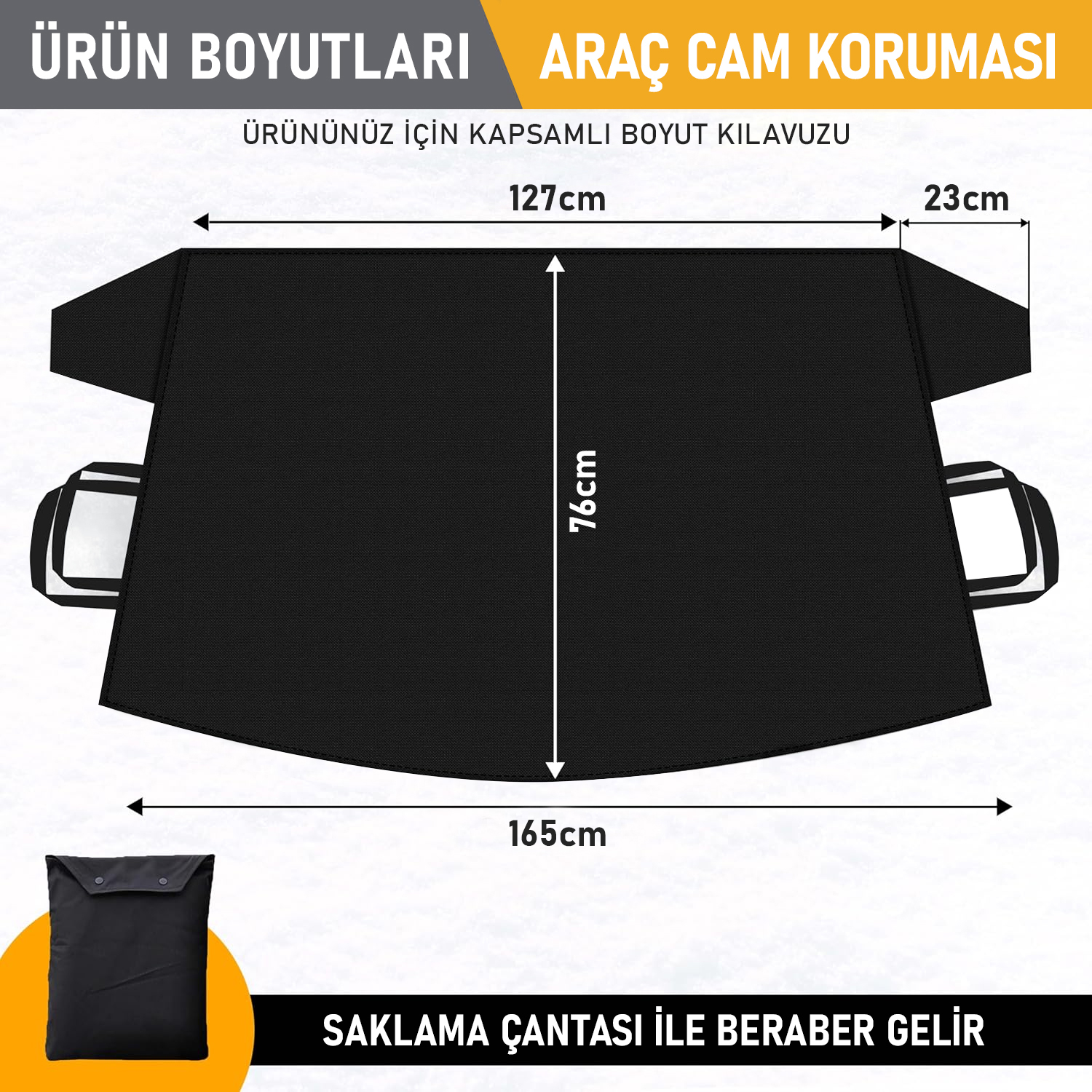Haegs Buz ve Kar Önleyici Araç Ön Cam Örtüsü Brandası Ağır Hizmet Tipi 600D Oxford Kumaş Arabalar SUV lar Kamyonetler İçin Oto Ön Cam Koruyucu Güneşlik Don Örtüsü 165x76cm XS - Gri 2