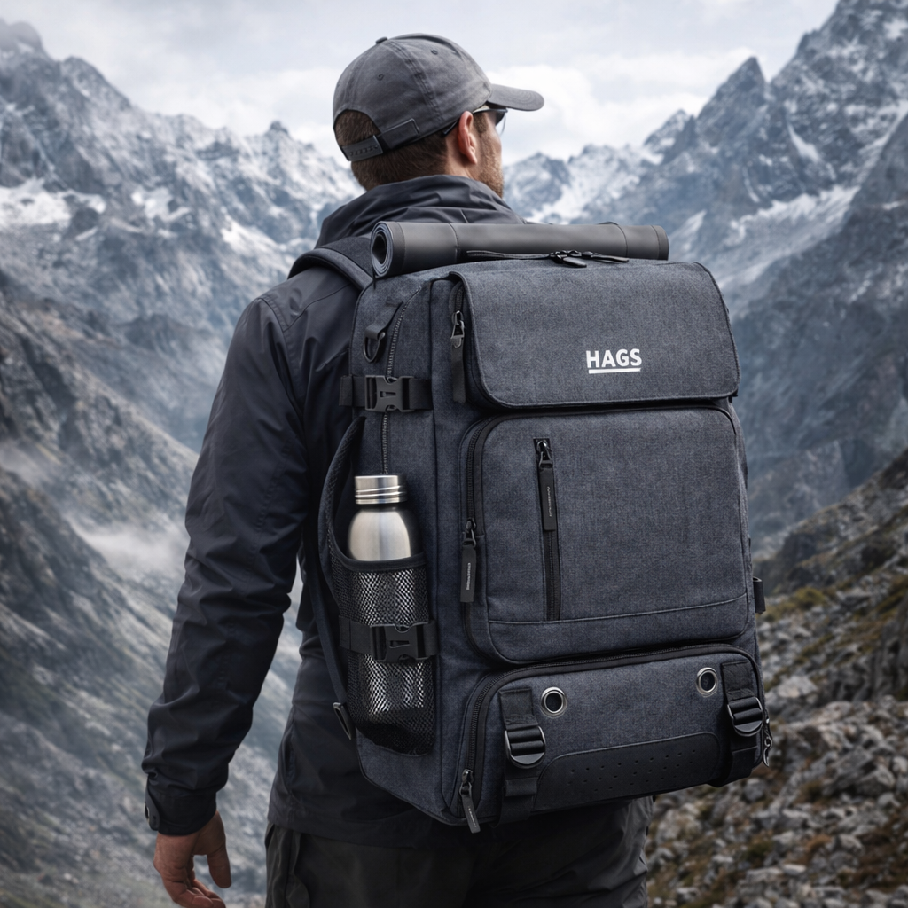 Haegs Seyahat Sırt Çantası 3in1 Dönüştürülebilir El Bavulu Kadınlar ve Erkekler için Uçak Onaylı Ayakkabı Bölmeli Multi Cepli Organizer Sırt ve El Çantası Koyu Gri 2