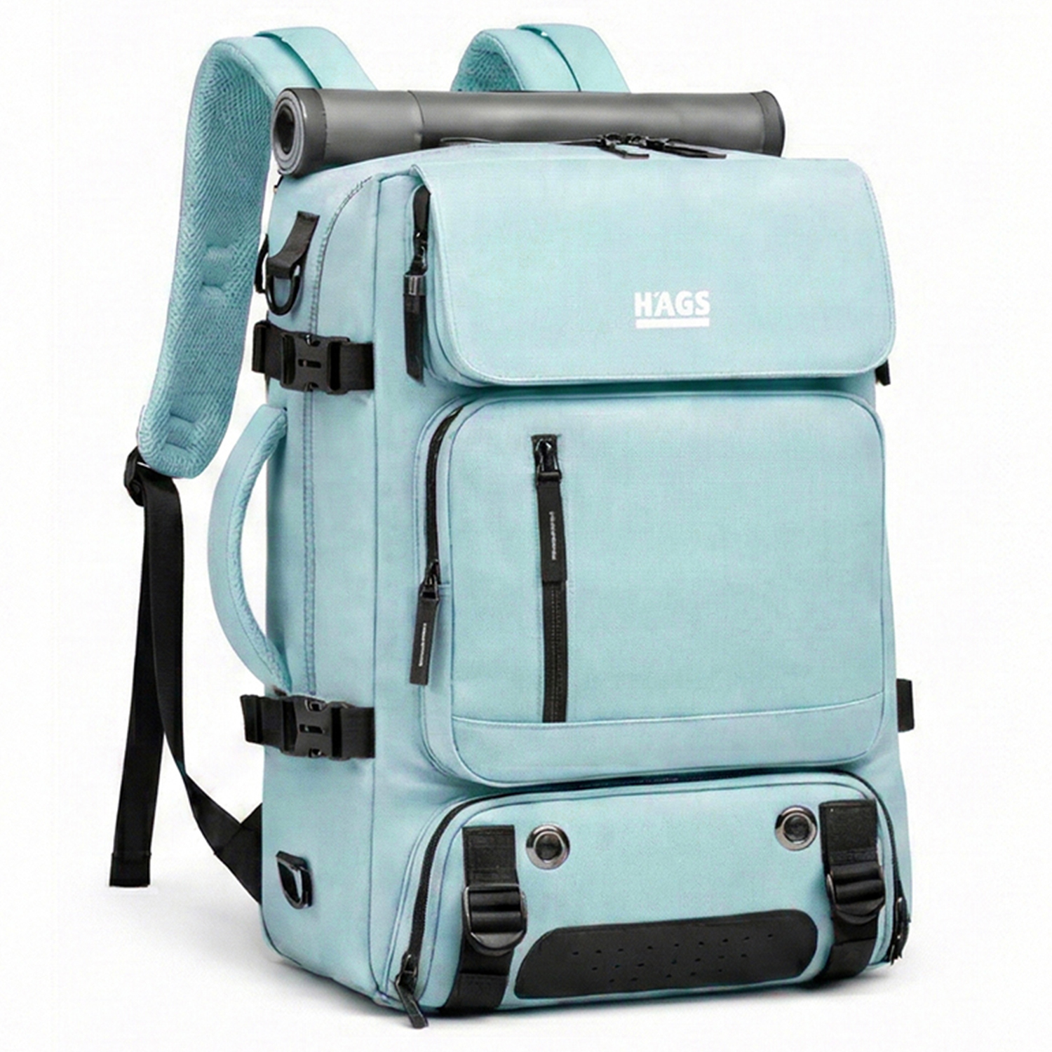 Haegs Seyahat Sırt Çantası 3in1 Dönüştürülebilir El Bavulu Kadınlar ve Erkekler için Uçak Onaylı Ayakkabı Bölmeli Multi Cepli Organizer Sırt ve El Çantası Mavi