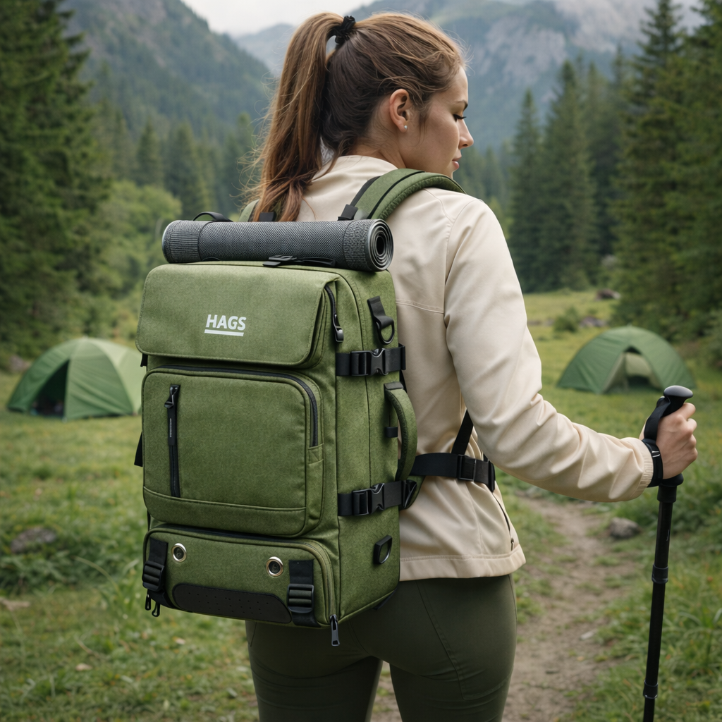Haegs Seyahat Sırt Çantası 3in1 Dönüştürülebilir El Bavulu Kadınlar ve Erkekler için Uçak Onaylı Ayakkabı Bölmeli Multi Cepli Organizer Sırt ve El Çantası Yeşil 2