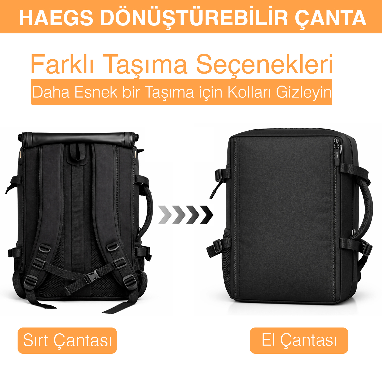 Haegs Seyahat Sırt Çantası 3in1 Dönüştürülebilir El Bavulu Kadınlar ve Erkekler için Uçak Onaylı Ayakkabı Bölmeli Multi Cepli Organizer Sırt ve El Çantası Pembe 4