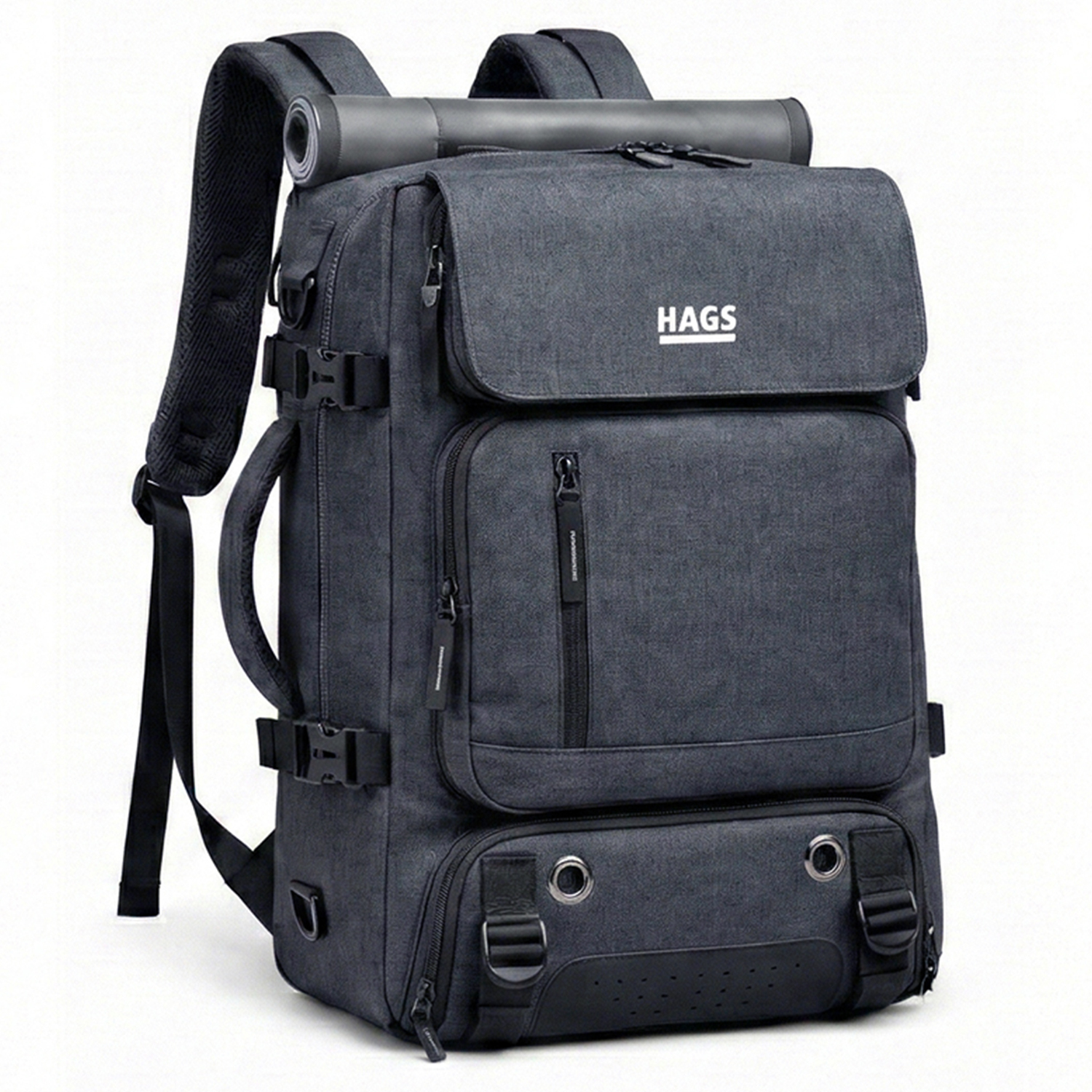 Haegs Seyahat Sırt Çantası 3in1 Dönüştürülebilir El Bavulu Kadınlar ve Erkekler için Uçak Onaylı Ayakkabı Bölmeli Multi Cepli Organizer Sırt ve El Çantası Koyu Gri