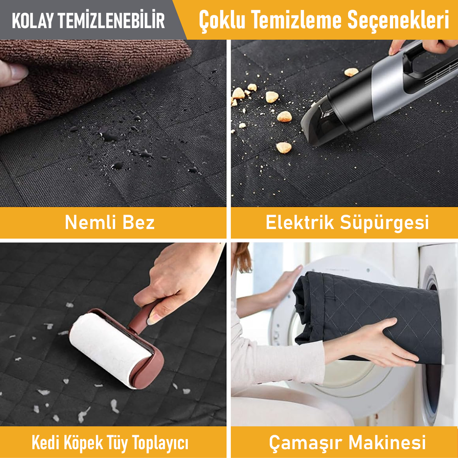 Haegs Evcil Hayvan Ön Koltuk Kılıfı - Araç Köpek Koltuk Koruma Örtüsü Yan Kanatlı Kaymaz Ağır Hizmet Tipi Su Geçirmez Koltuk Koruyucu Kılıf - Gri 4