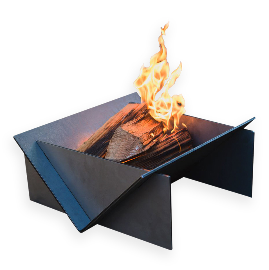 Haegs Fire Pit Portatif Ateş Çukuru Paslanmaz Çelik Krom BBQ Grill Izgaralı Kamp Ateşi Kolay Taşınabilir Odun Kömür Dış Mekan Outdoor Barbekü Mangal 38cm x44cm 60FP20SQ-S Küçük Boy