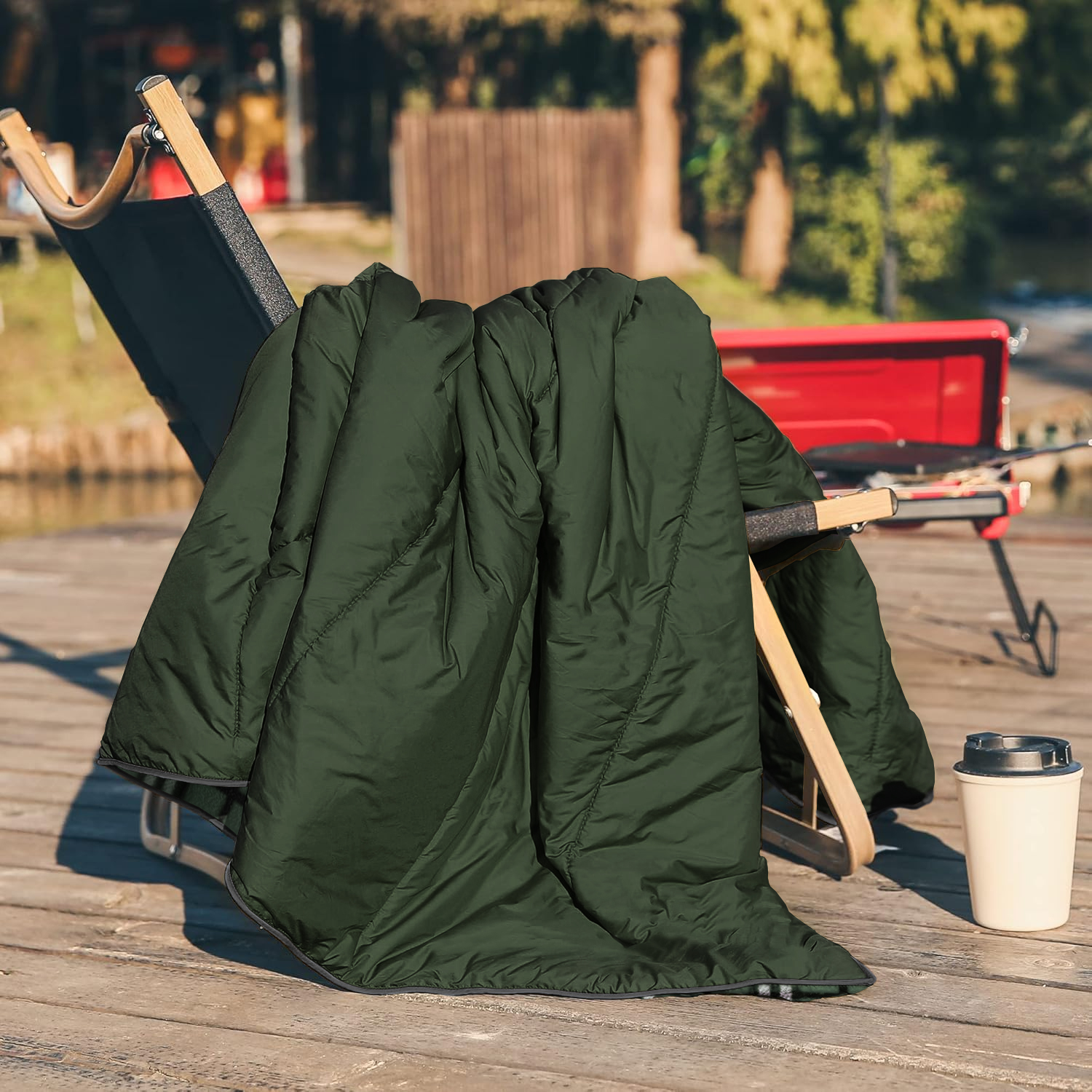 Haegs Flanel Kamp Battaniyesi Seyahat Yorganı Dış Mekan Hafif Kompakt Outdoor Kamp Çadır Karavan Battaniye 215-150 cm Haki 9