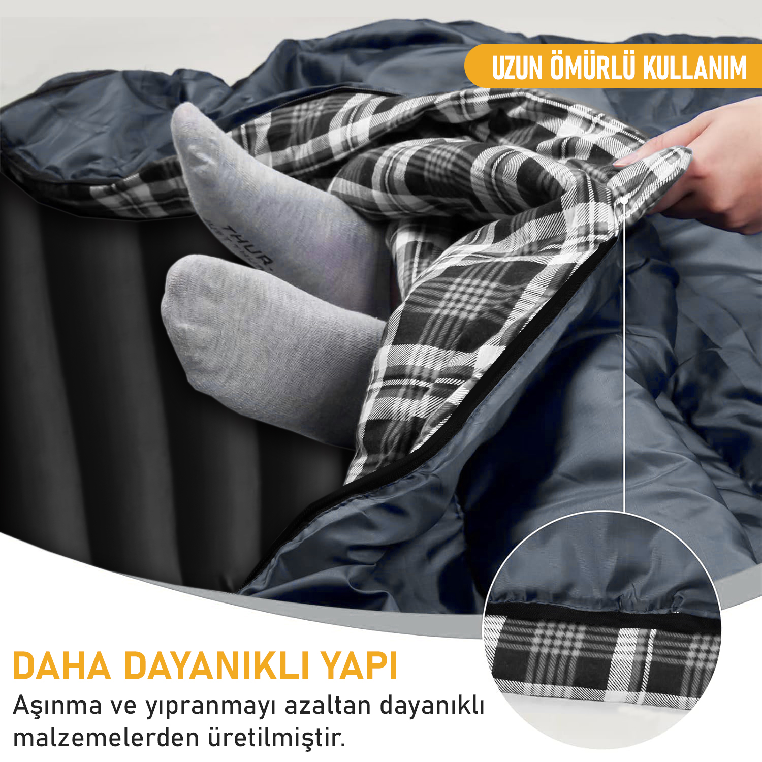 Haegs Flanel Kamp Battaniyesi Seyahat Yorganı Dış Mekan Hafif Kompakt Outdoor Kamp Çadır Karavan Battaniye 215-150 cm Antrasit 8