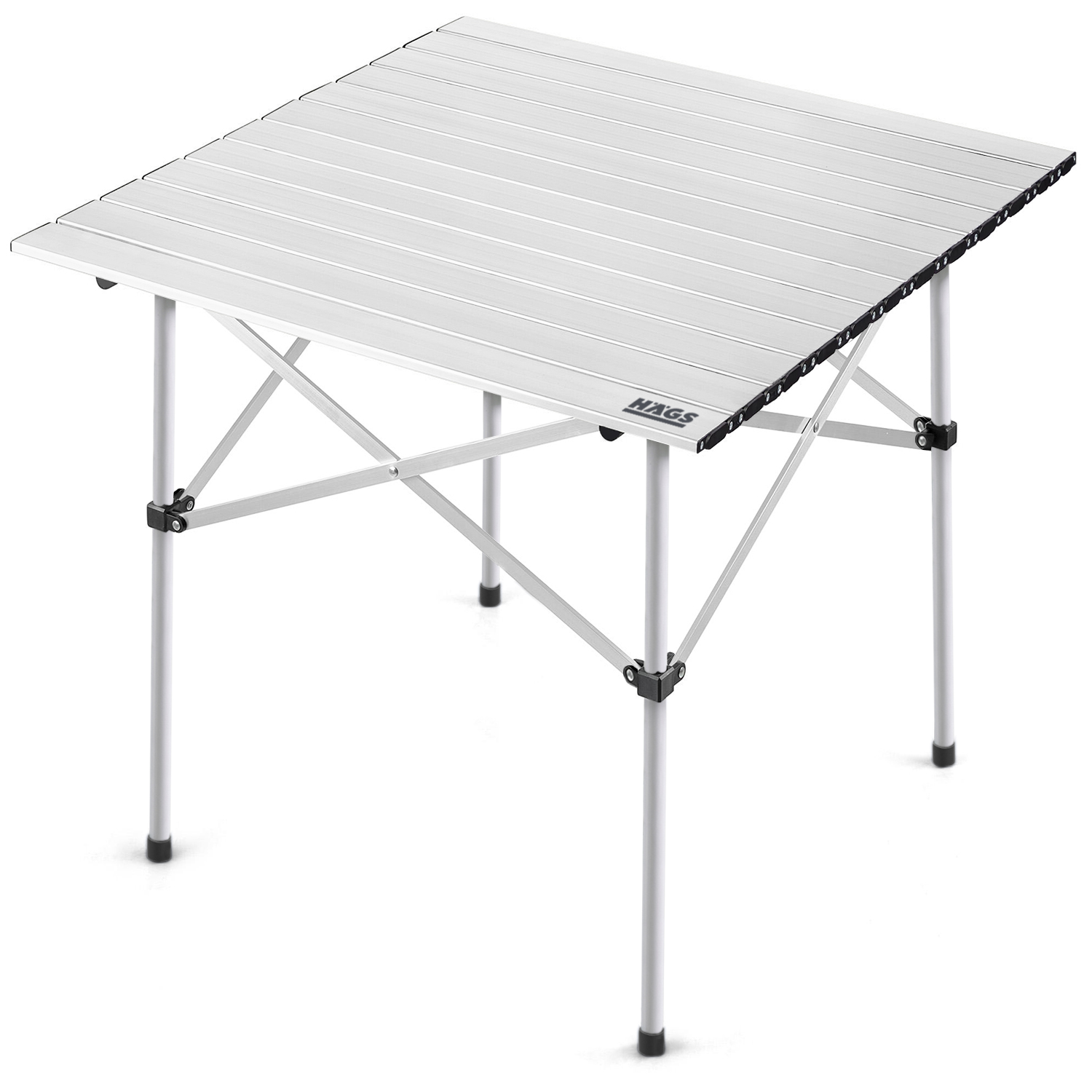Haegs Güçlendirilmiş Alüminyum Katlanır Kamp Masası Katlanabilir Outdoor Masa Piknik Masası Menteşeli Sistem Dayanıklı Sağlam Gövdeli Kamp Masası Taşınabilir Hafif 3-4 Kişilik 70x70x60cm Gümüş