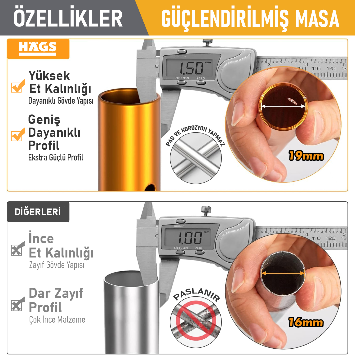 Haegs Güçlendirilmiş Alüminyum Katlanır Kamp Masası Katlanabilir Outdoor Masa Piknik Masası Menteşeli Sistem Dayanıklı Sağlam Gövdeli Kamp Masası Taşınabilir Hafif 3-4 Kişilik 70x70x60cm Gümüş 4