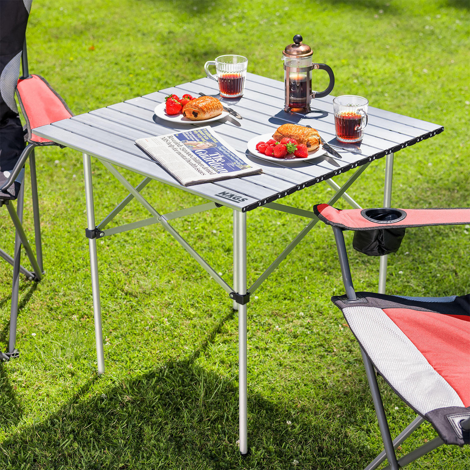 Haegs Güçlendirilmiş Alüminyum Katlanır Kamp Masası Katlanabilir Outdoor Masa Piknik Masası Menteşeli Sistem Dayanıklı Sağlam Gövdeli Kamp Masası Taşınabilir Hafif 3-4 Kişilik 70x70x60cm Gümüş 8