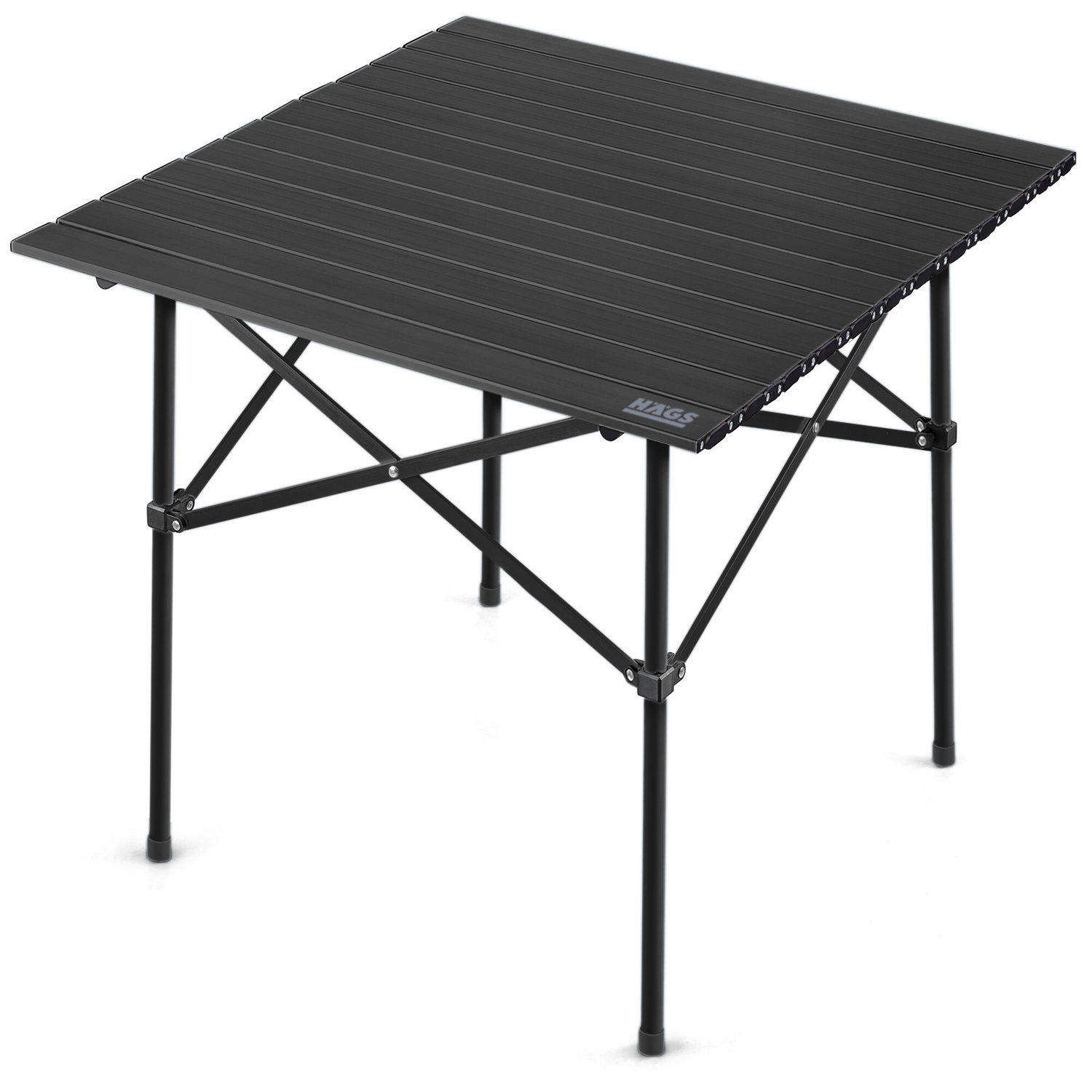 Haegs Güçlendirilmiş Alüminyum Katlanır Kamp Masası Katlanabilir Outdoor Masa Piknik Masası Menteşeli Sistem Dayanıklı Sağlam Gövdeli Kamp Masası Taşınabilir Hafif 3-4 Kişilik 70x70x60cm Siyah