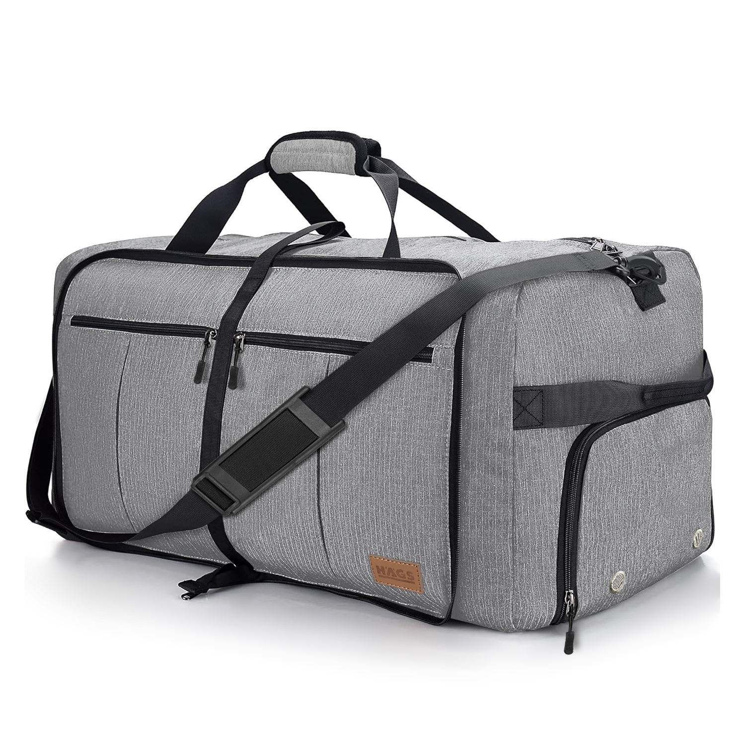 Haegs Katlanabilir Seyahat Çantası Büyük Boy El Bagajı Çantası Erkekler ve Kadınlar için Ayakkabı Bölmeli Hafta Sonu Geceleme Katlanır Bavul Valiz Çanta 100L - Gri