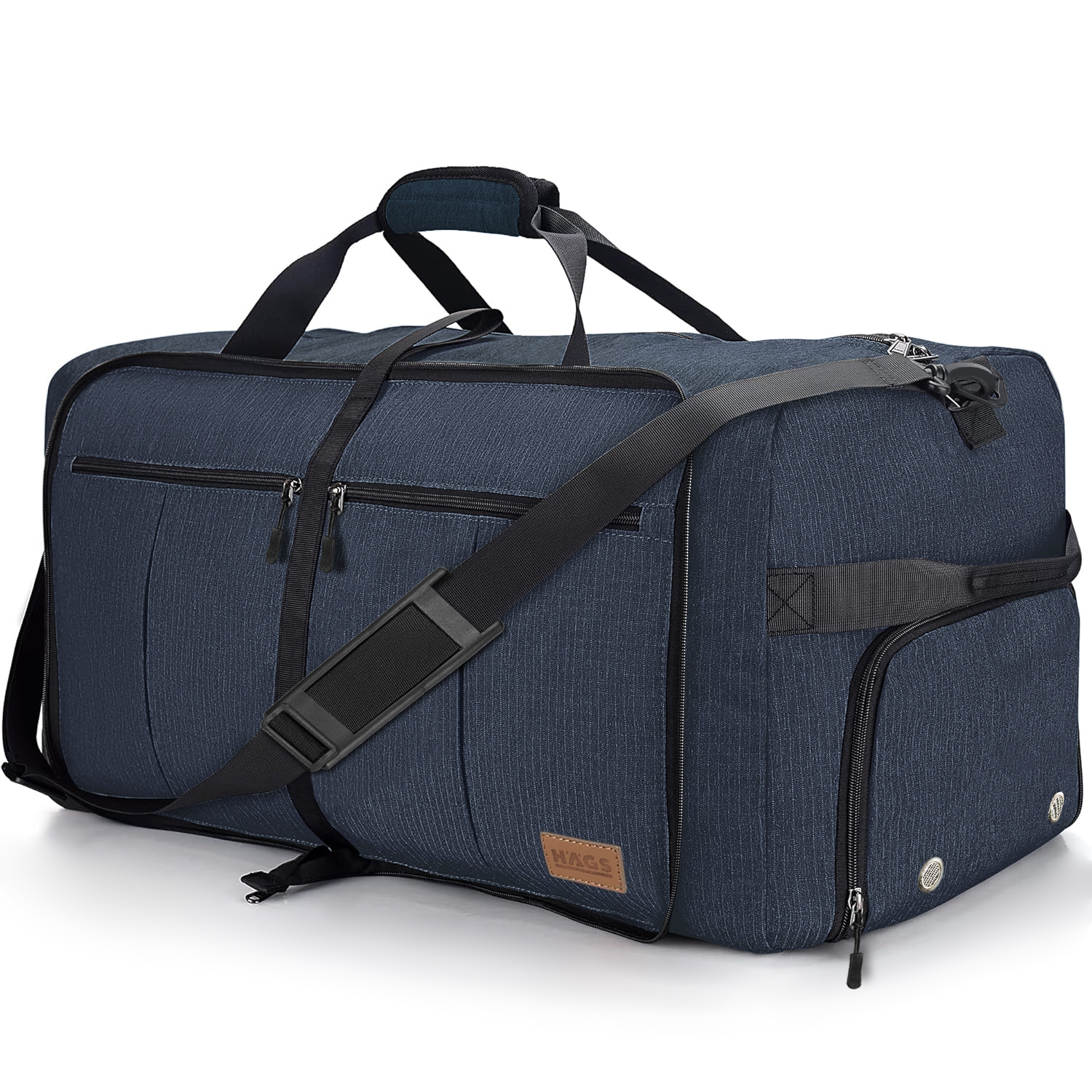 Haegs Katlanabilir Seyahat Çantası Büyük Boy El Bagajı Çantası Erkekler ve Kadınlar için Ayakkabı Bölmeli Hafta Sonu Geceleme Katlanır Bavul Valiz Çanta 120L - Lacivert