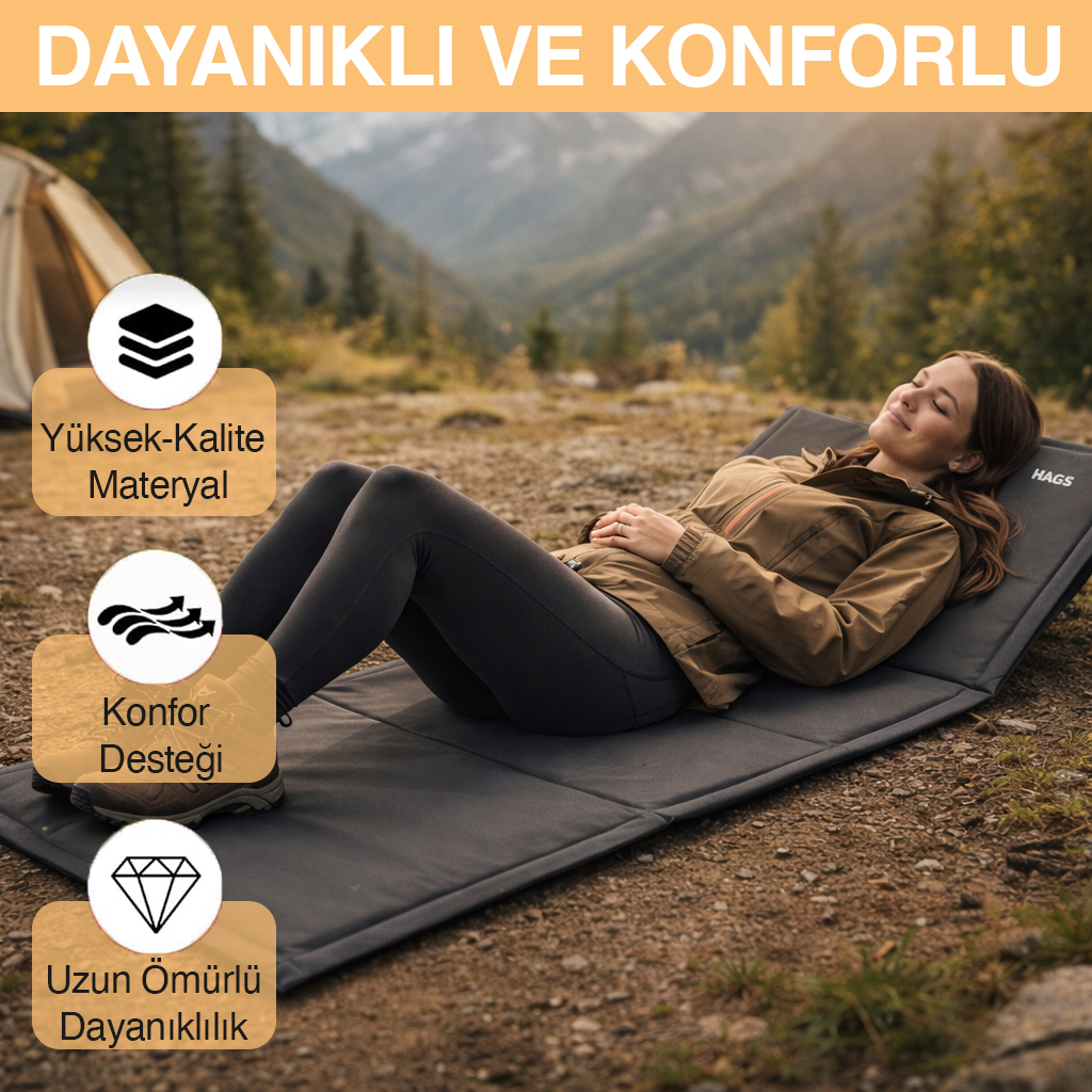 Haegs Katlanabilir Sırt Destekli Kamp ve Plaj Matı Katlanır Şezlong Plaj Zemin Sandalyesi Fermuar Cepli Kamp Piknik Havuz Başı Deniz Plaj için Mat Mavi 3